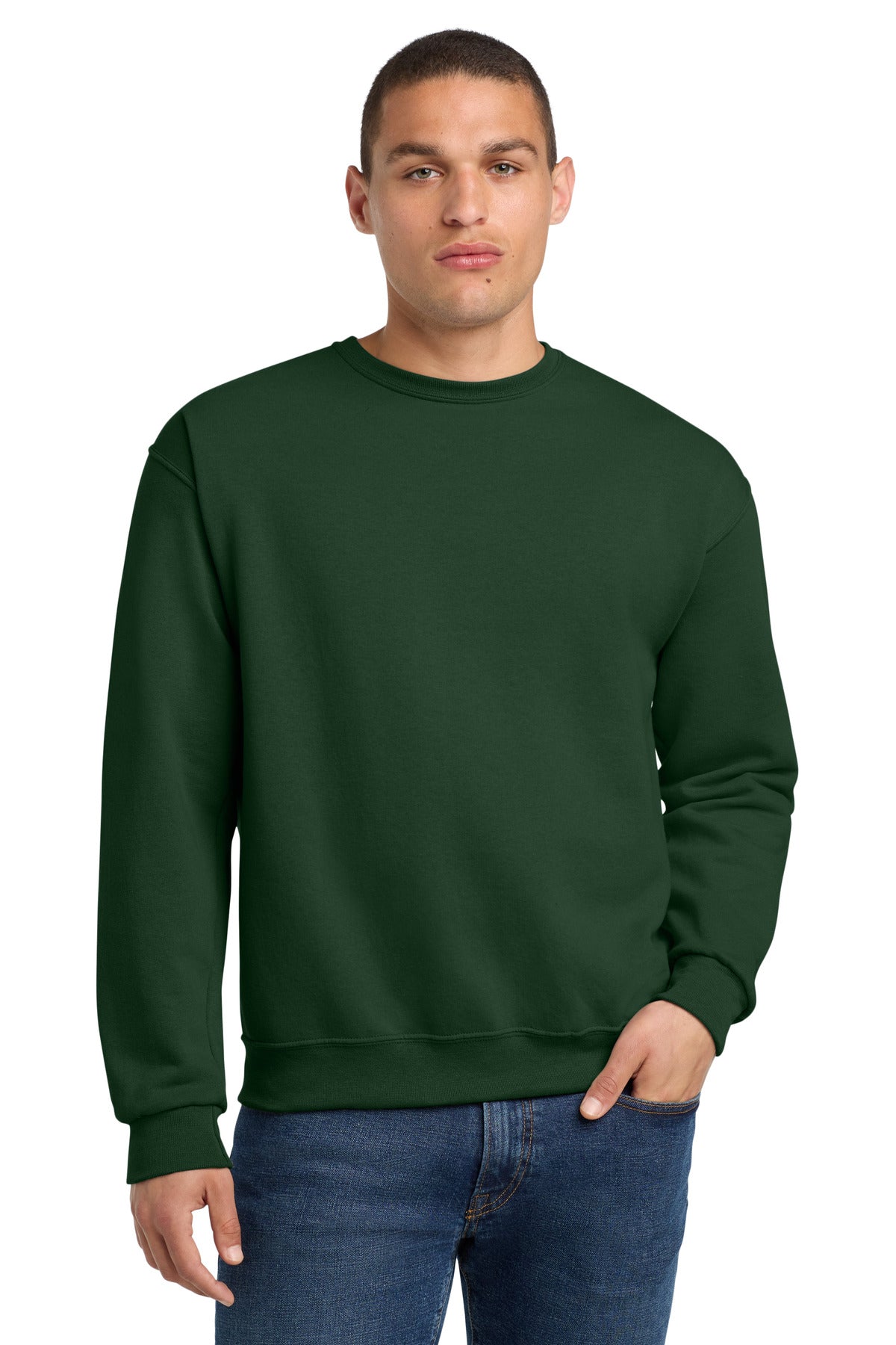Custom Forest Green NuBlend Crewneck 562M, personalized by SanCanDo Swag in Argyle, TX