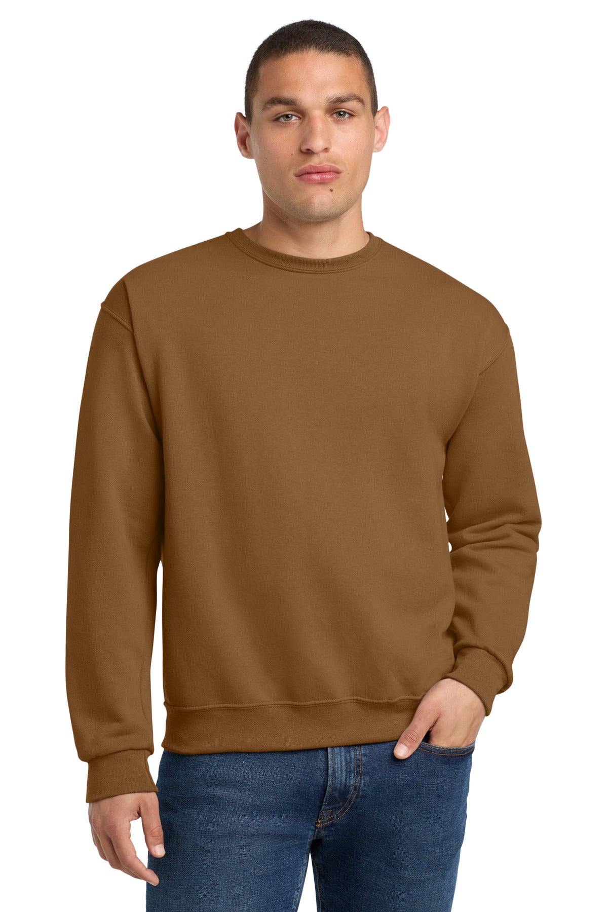 Custom Golden Pecan NuBlend Crewneck 562M, personalized by SanCanDo Swag in Argyle, TX
