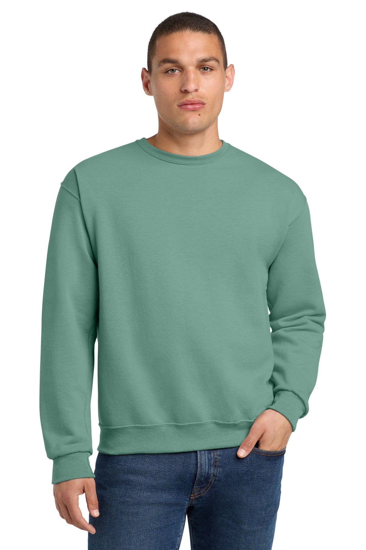 Custom Sage NuBlend Crewneck 562M, personalized by SanCanDo Swag in Argyle, TX