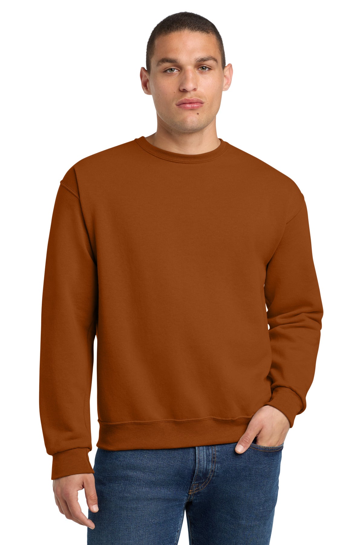 Custom T Orange NuBlend Crewneck 562M, personalized by SanCanDo Swag in Argyle, TX