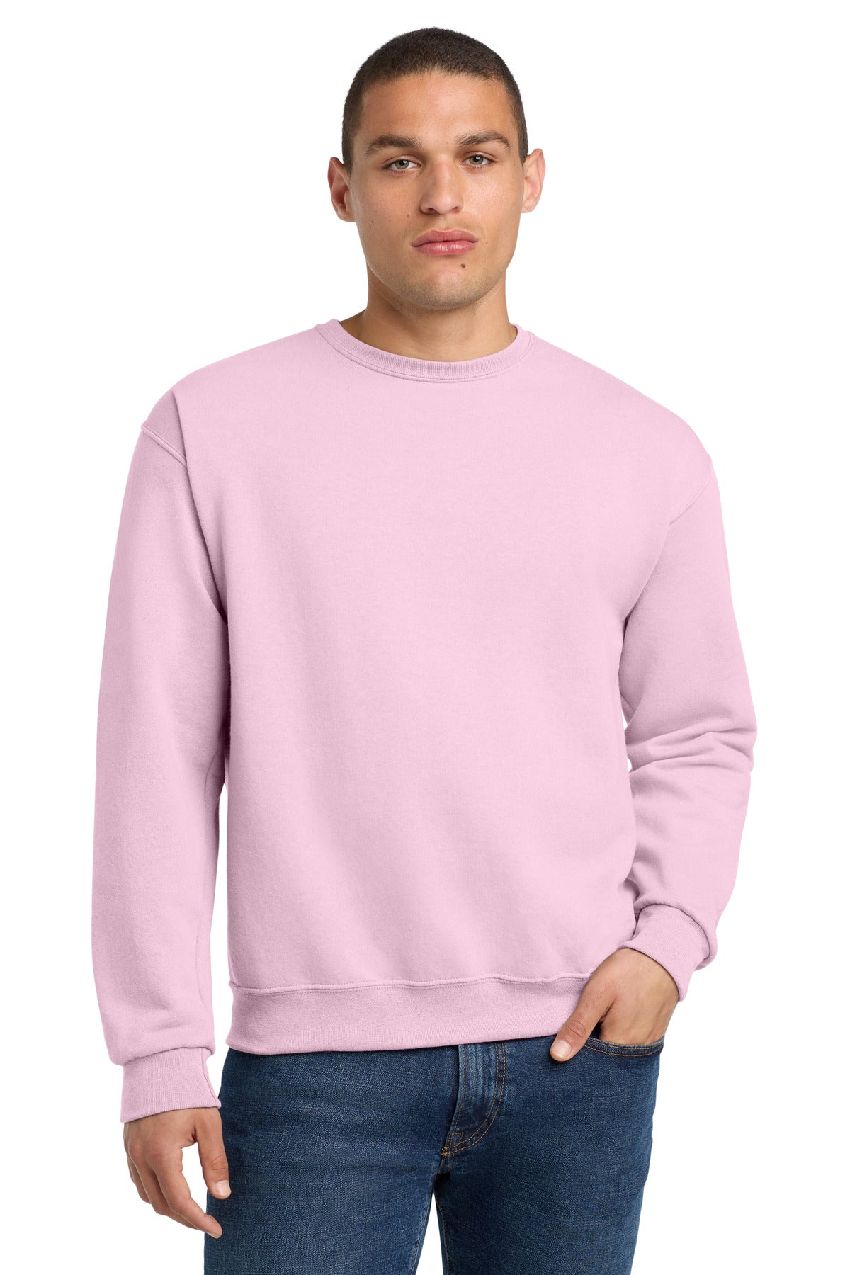 Custom Classic Pink NuBlend Crewneck 562M, personalized by SanCanDo Swag in Argyle, TX