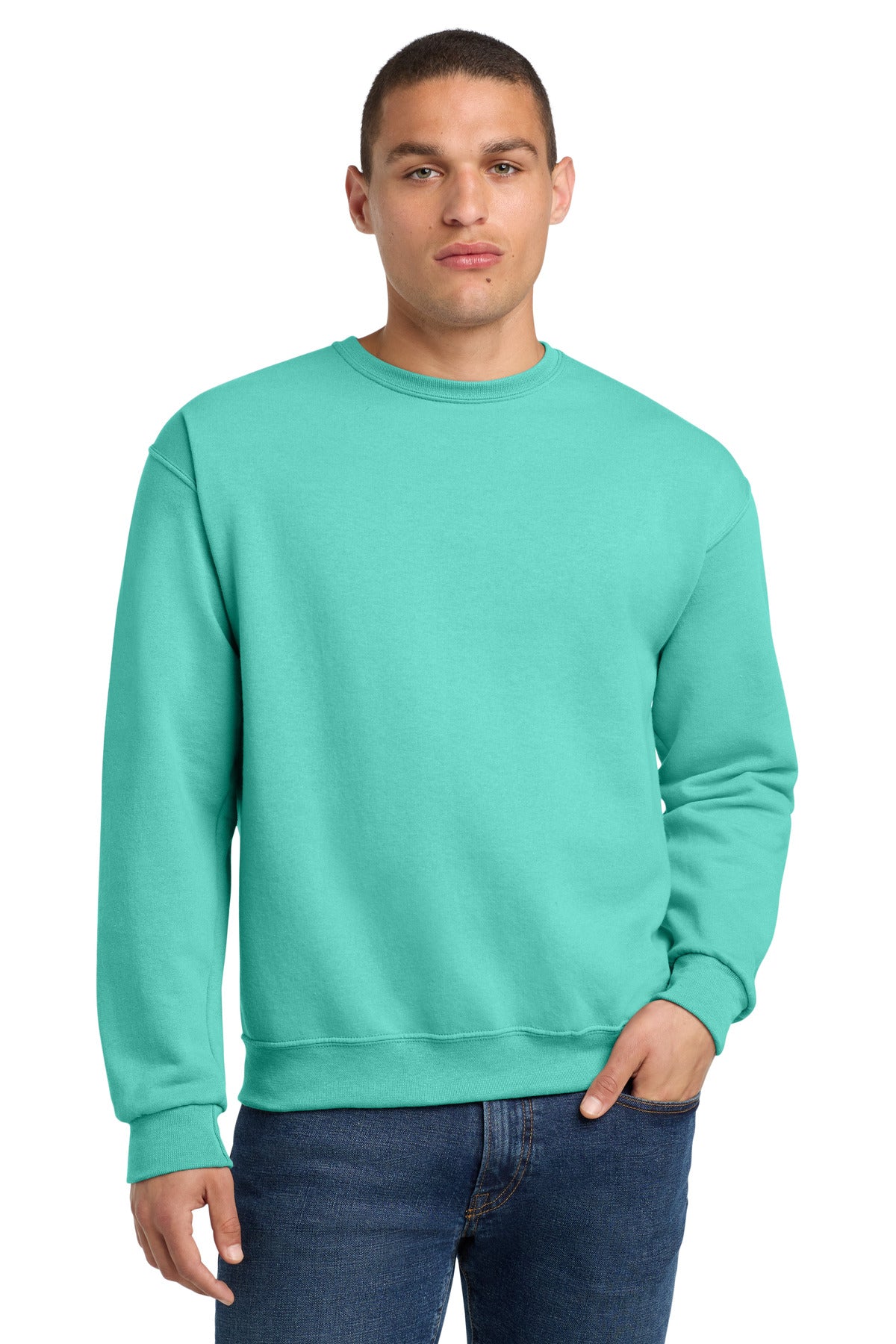Custom Cool Mint NuBlend Crewneck 562M, personalized by SanCanDo Swag in Argyle, TX
