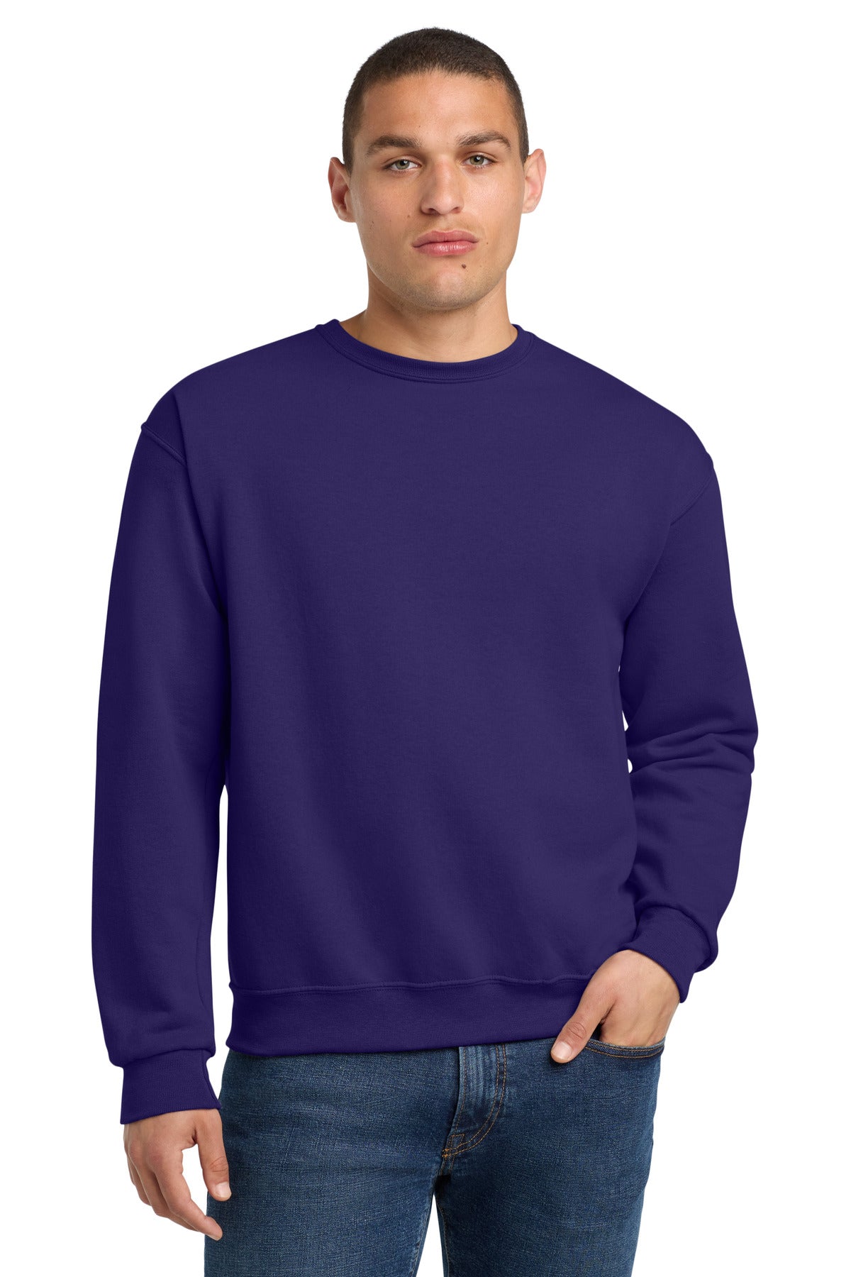 Custom Deep Purple NuBlend Crewneck 562M, personalized by SanCanDo Swag in Argyle, TX