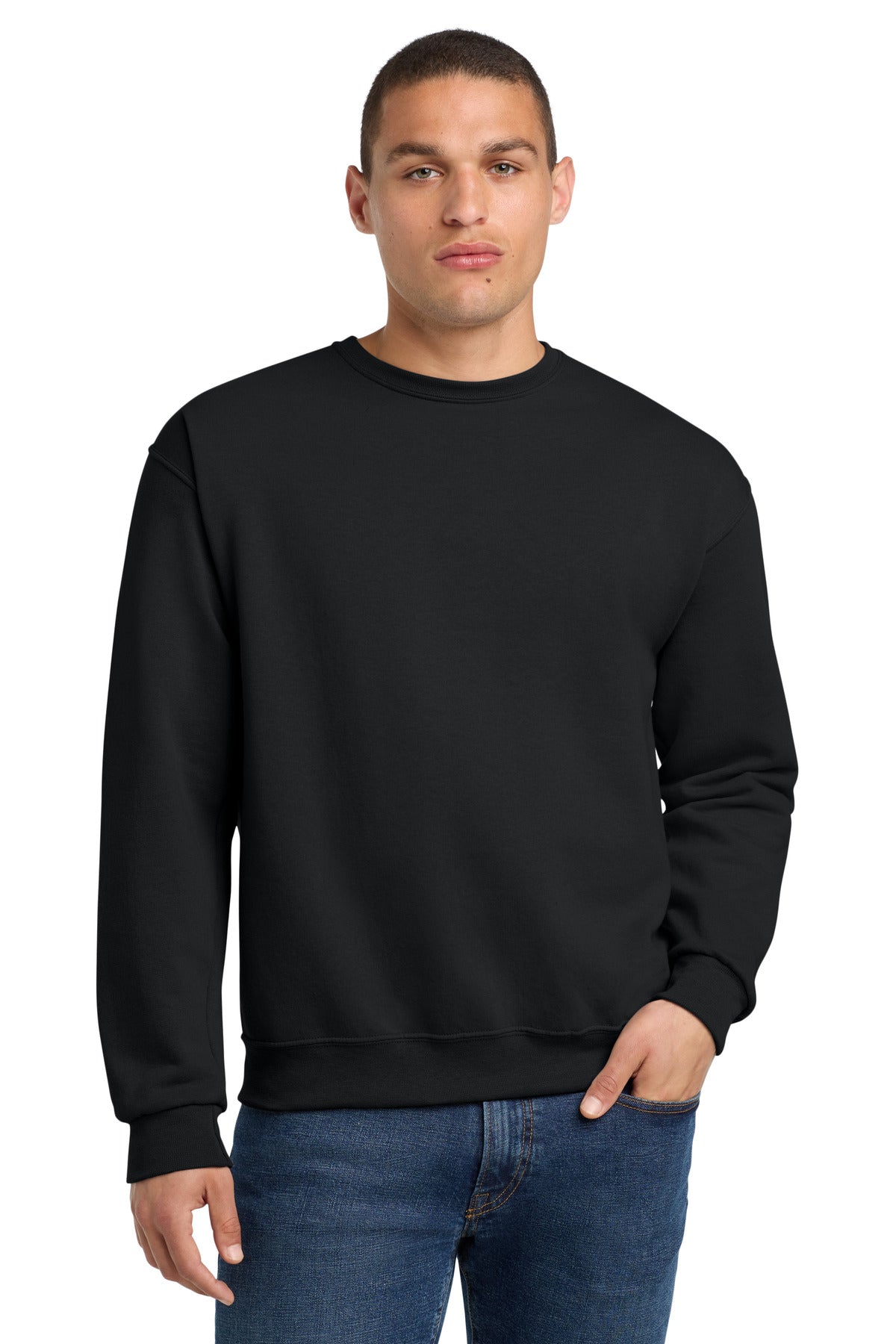 Custom Black NuBlend Crewneck 562M, personalized by SanCanDo Swag in Argyle, TX