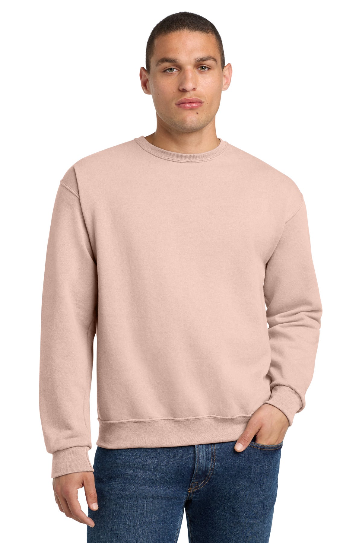 Custom Blush Pink NuBlend Crewneck 562M, personalized by SanCanDo Swag in Argyle, TX