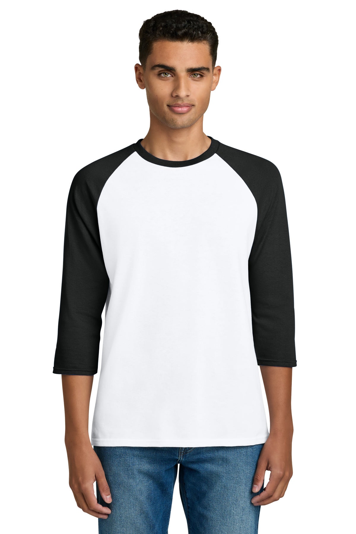 Custom White/ Black Heavy Cotton™ 3/4-Sleeve Raglan Tee 5700, personalized by SanCanDo Swag in Argyle, TX