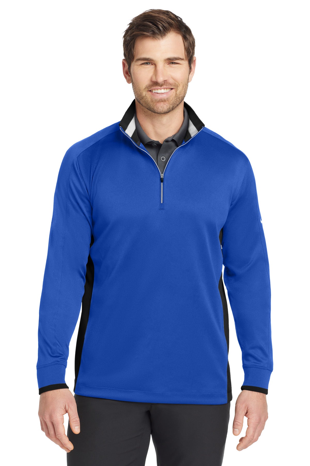Custom Game Royal/ Black/ White Dri-FIT 1/2-Zip Cover-Up 578673, personalized by SanCanDo Swag in Argyle, TX