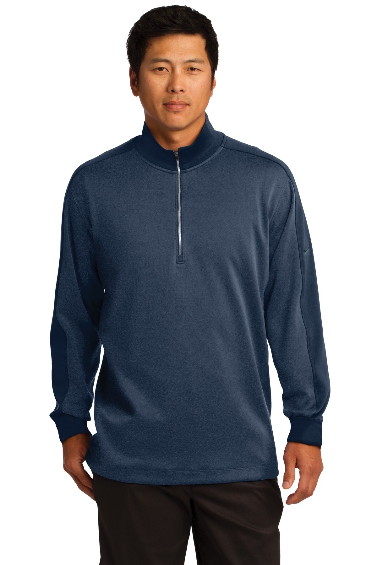 Custom Midnight Navy Heather/ Midnight Navy Dri-FIT 1/2-Zip Cover-Up 578673, personalized by SanCanDo Swag in Argyle, TX