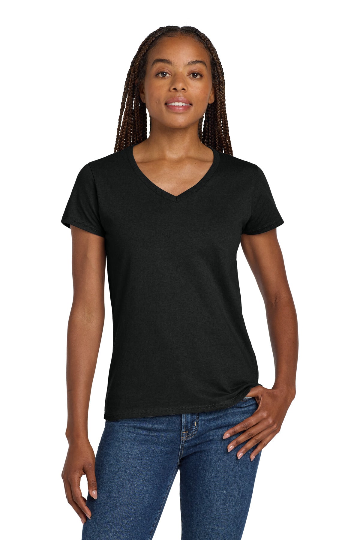 Custom Black Heavy Cotton 100% Cotton V-Neck Tee 5V00L, personalized by SanCanDo Swag in Argyle, TX