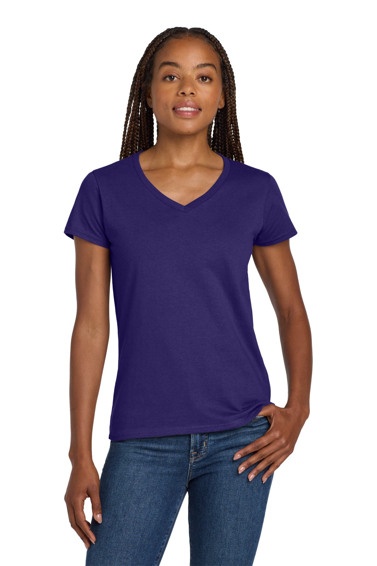 Custom Purple Heavy Cotton 100% Cotton V-Neck Tee 5V00L, personalized by SanCanDo Swag in Argyle, TX