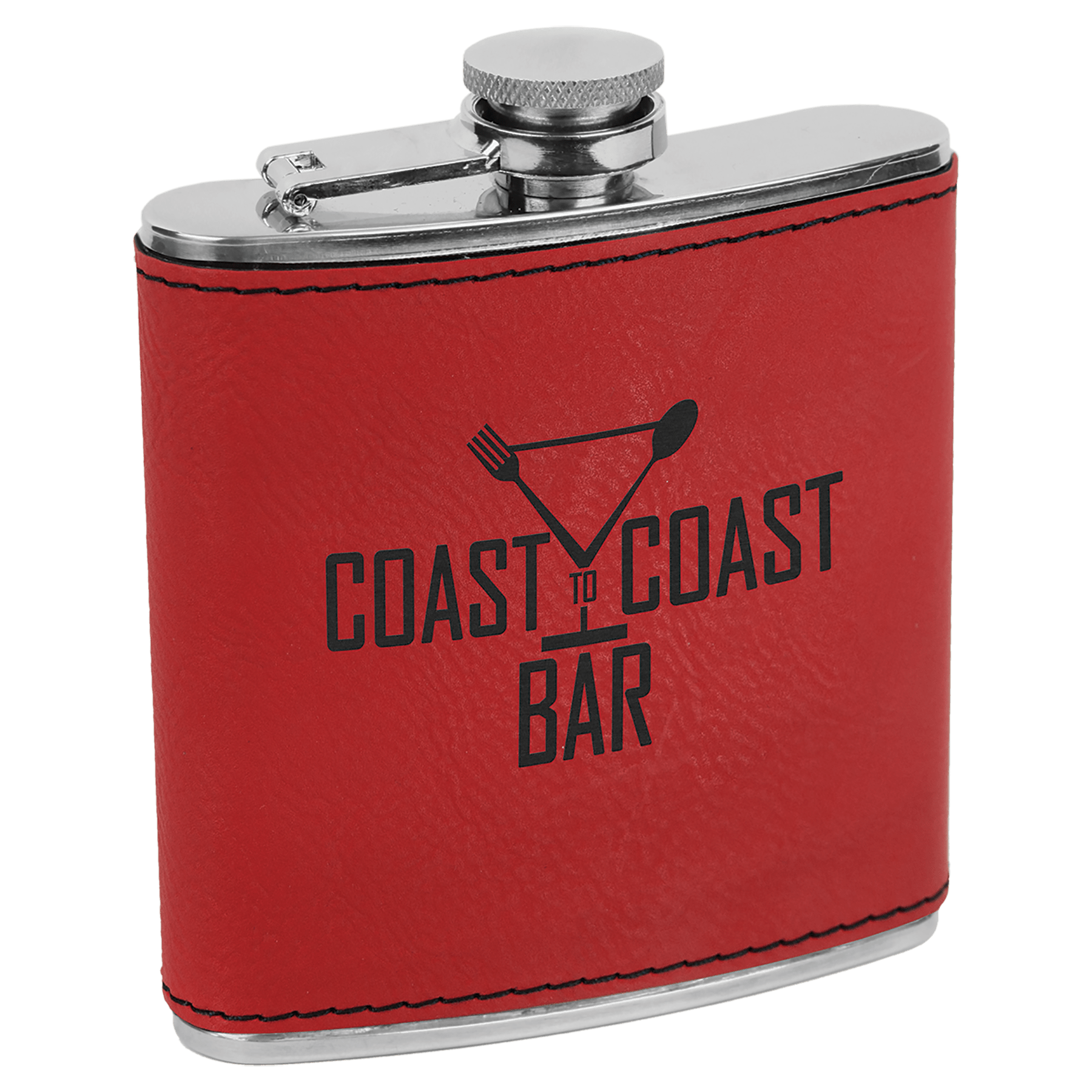 Red Stainless Steel 6 oz. Flask