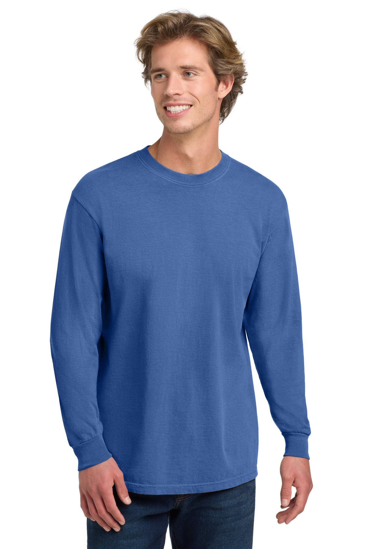Custom Flo Blue Long Sleeve Tee 6014, personalized by SanCanDo Swag in Argyle, TX