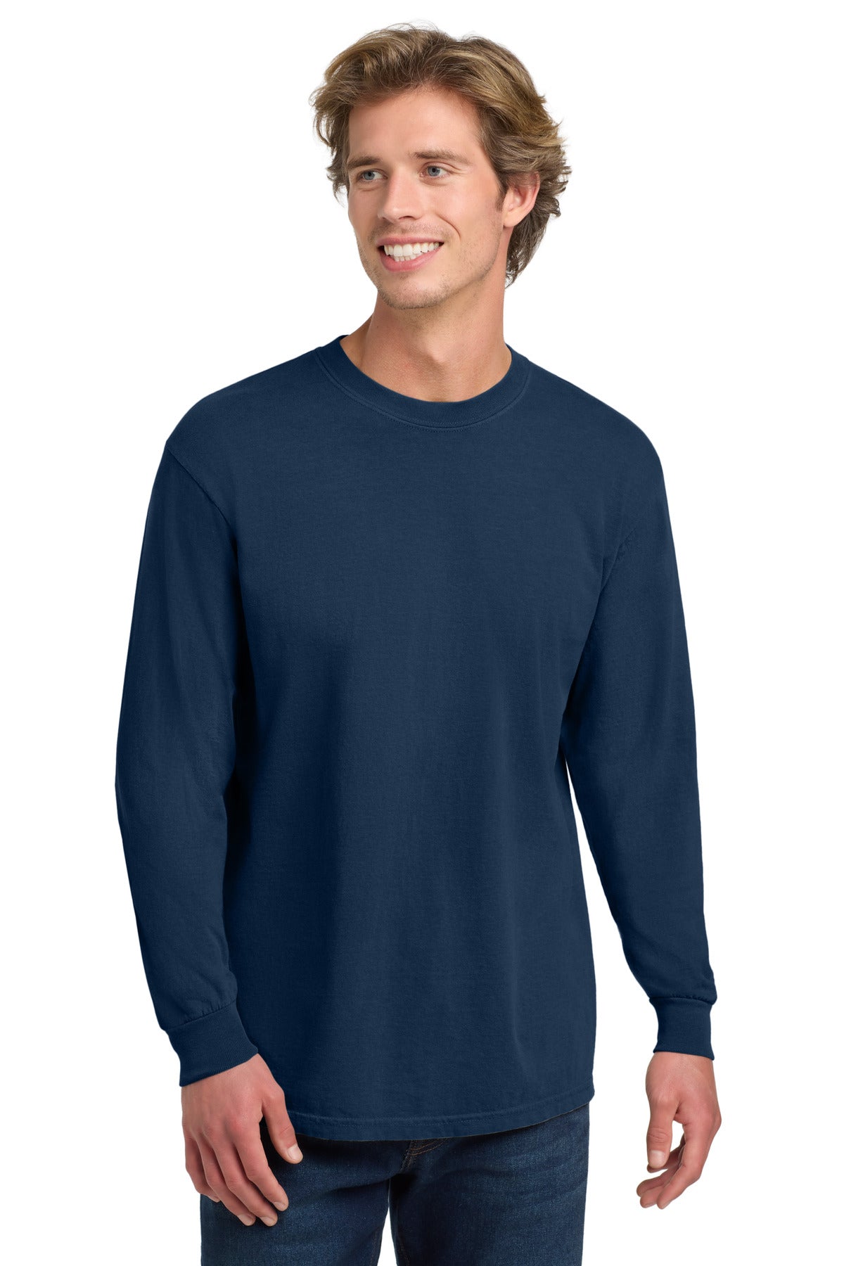 Custom True Navy Long Sleeve Tee 6014, personalized by SanCanDo Swag in Argyle, TX