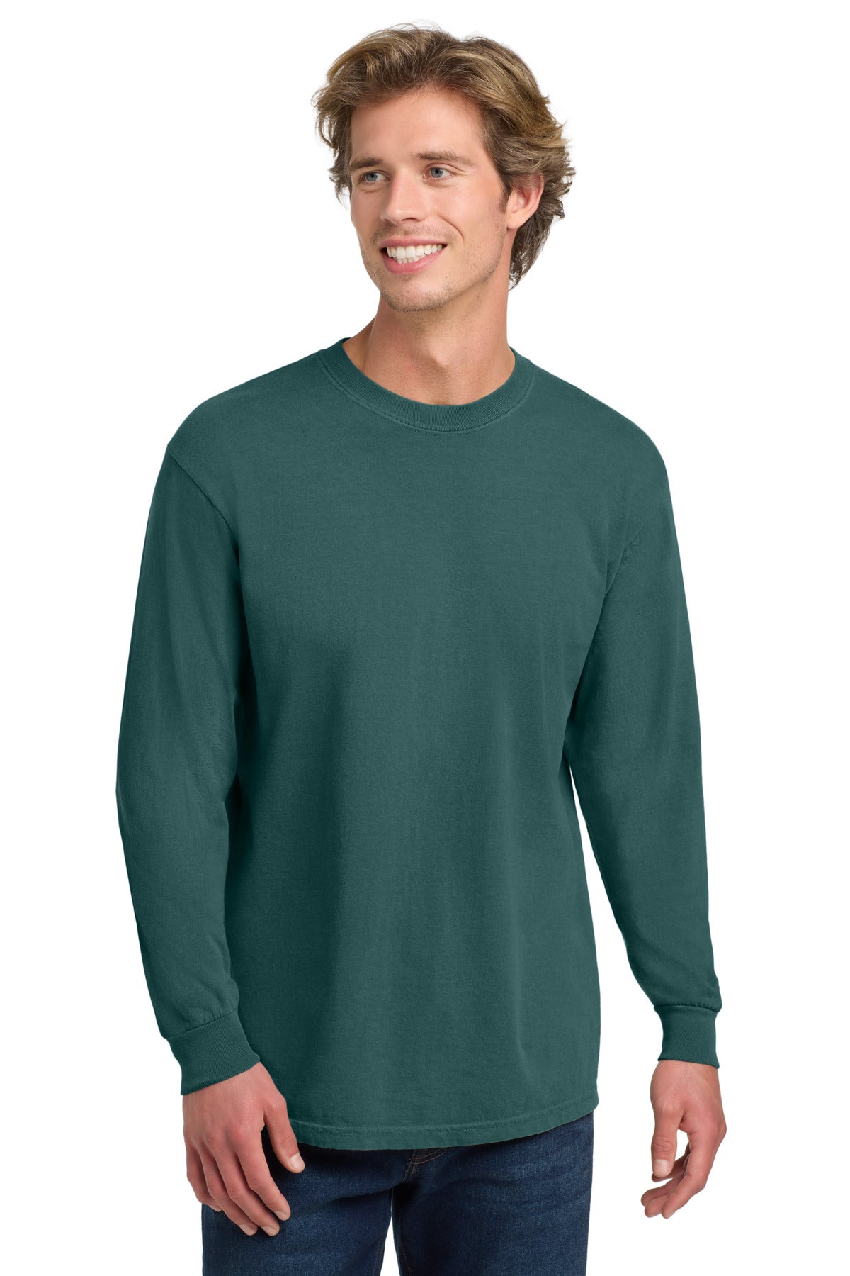 Custom Blue Spruce Long Sleeve Tee 6014, personalized by SanCanDo Swag in Argyle, TX