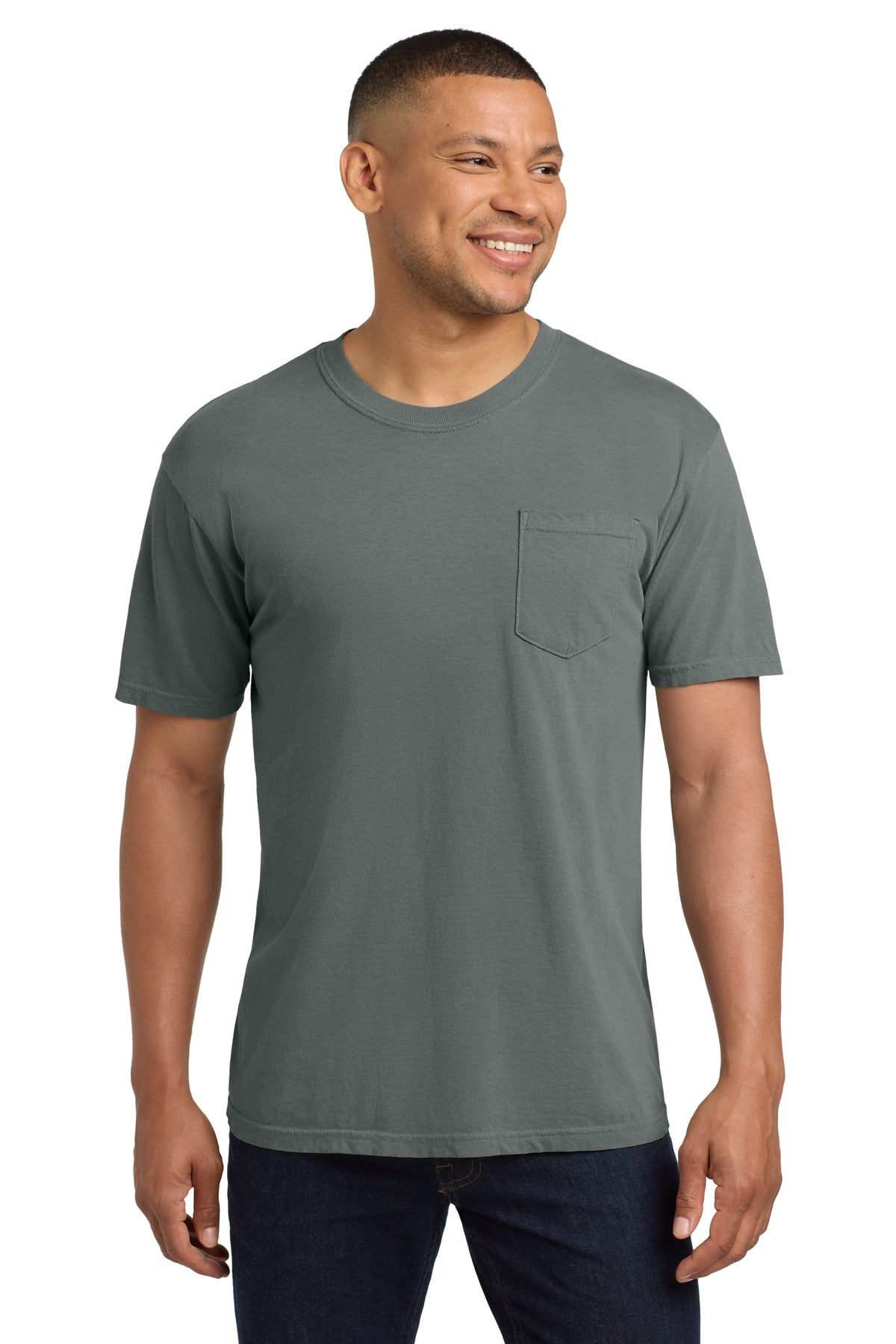 Custom Grey Pocket Tee 6030, personalized by SanCanDo Swag in Argyle, TX