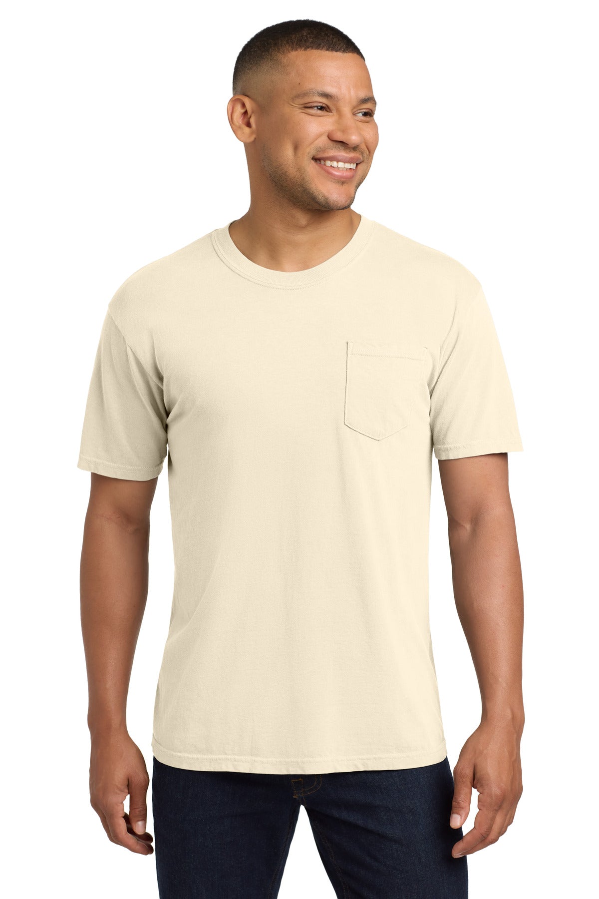 Custom Ivory Pocket Tee 6030, personalized by SanCanDo Swag in Argyle, TX