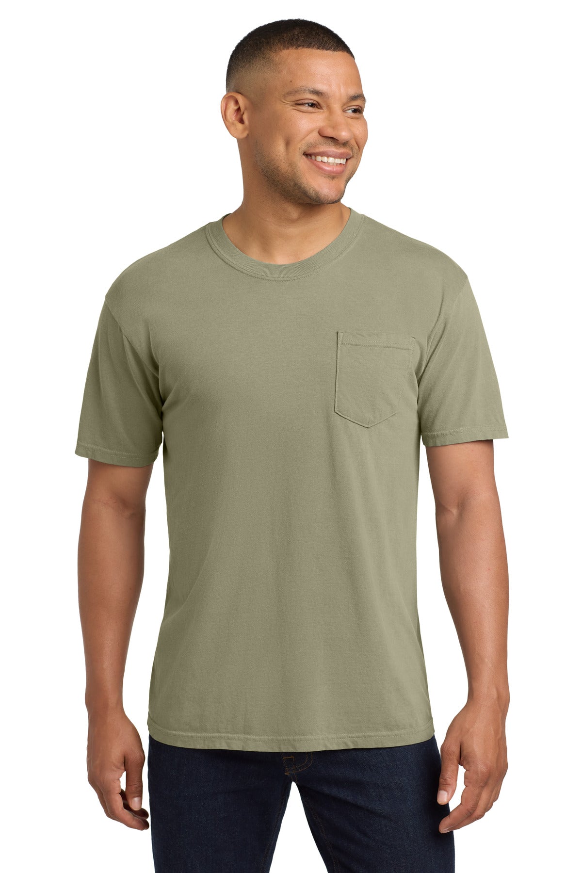 Custom Khaki Pocket Tee 6030, personalized by SanCanDo Swag in Argyle, TX