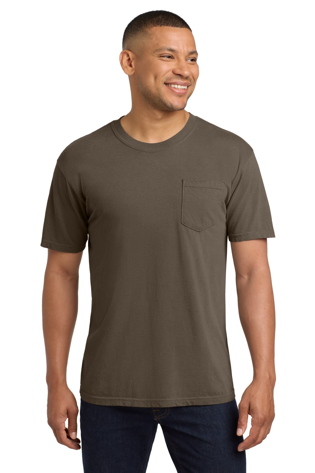 Custom Espresso Pocket Tee 6030, personalized by SanCanDo Swag in Argyle, TX