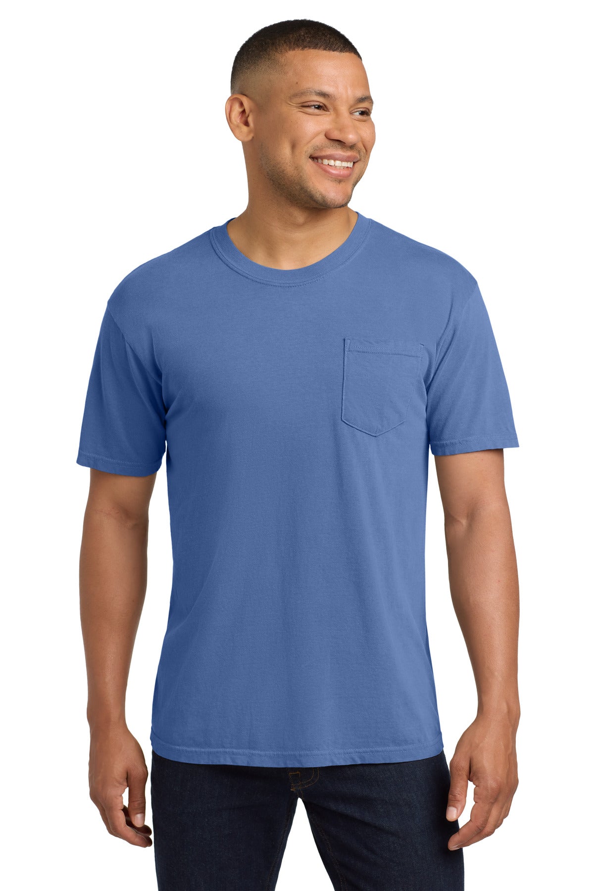 Custom Periwinkle Pocket Tee 6030, personalized by SanCanDo Swag in Argyle, TX