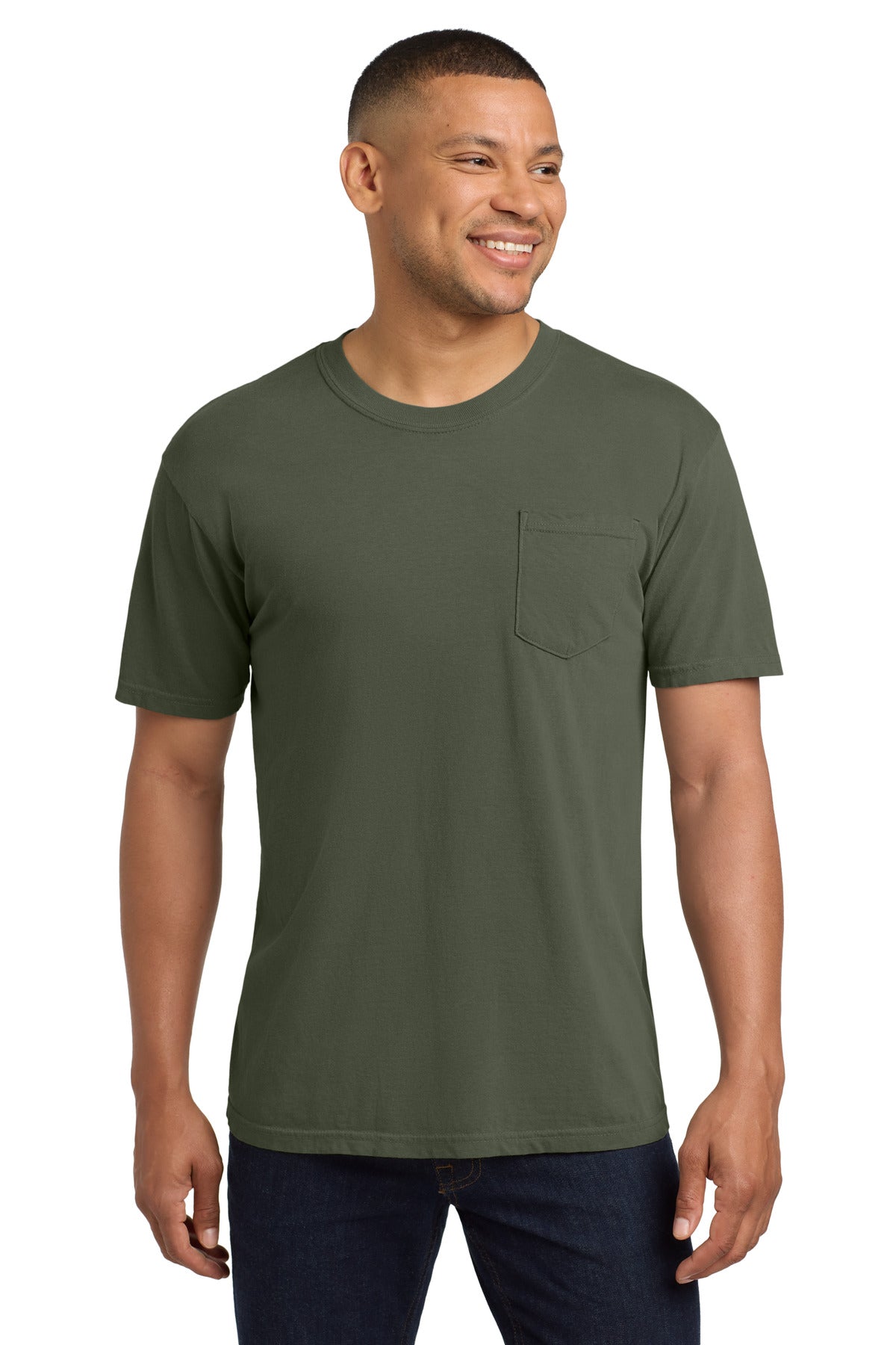 Custom Moss Pocket Tee 6030, personalized by SanCanDo Swag in Argyle, TX