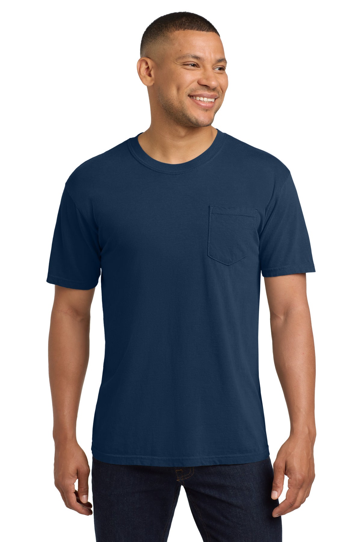 Custom True Navy Pocket Tee 6030, personalized by SanCanDo Swag in Argyle, TX