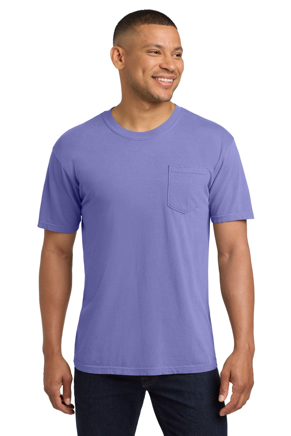 Custom Violet Pocket Tee 6030, personalized by SanCanDo Swag in Argyle, TX