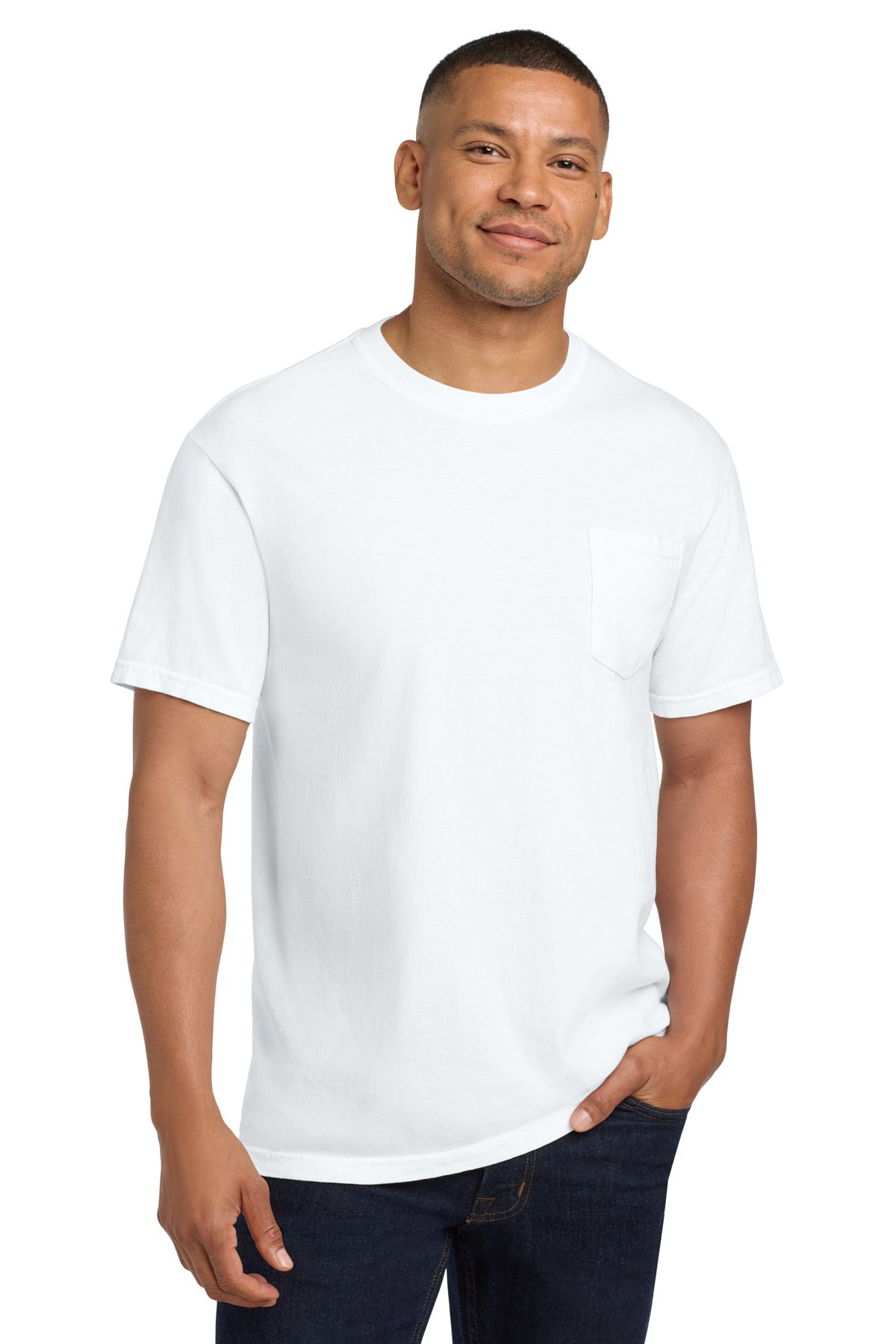 Custom White Pocket Tee 6030, personalized by SanCanDo Swag in Argyle, TX