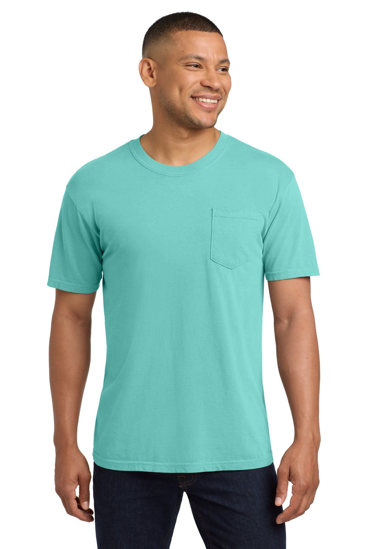 Custom Chalky Mint Pocket Tee 6030, personalized by SanCanDo Swag in Argyle, TX