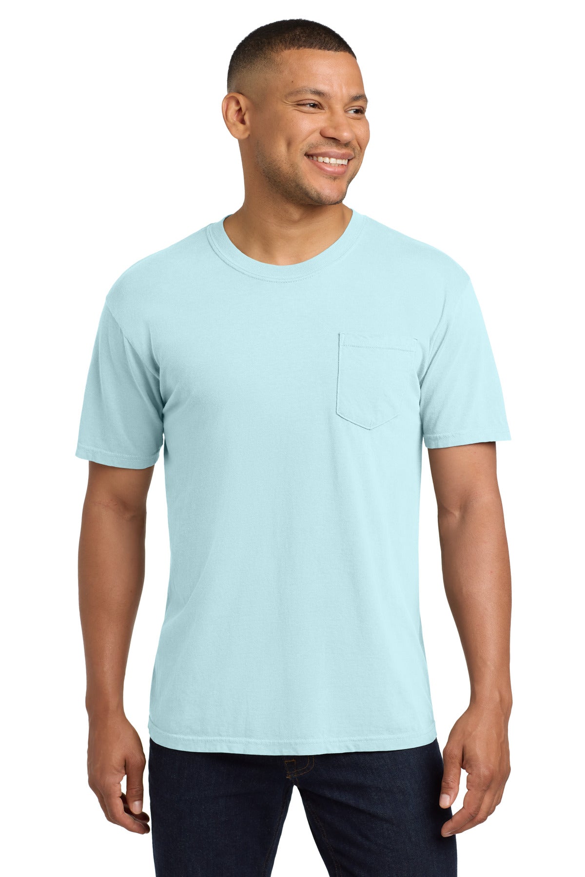Custom Chambray Pocket Tee 6030, personalized by SanCanDo Swag in Argyle, TX