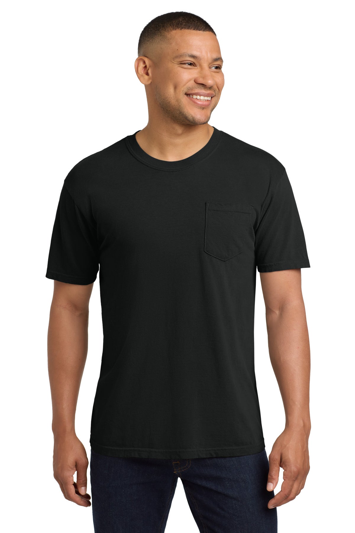 Custom Black Pocket Tee 6030, personalized by SanCanDo Swag in Argyle, TX