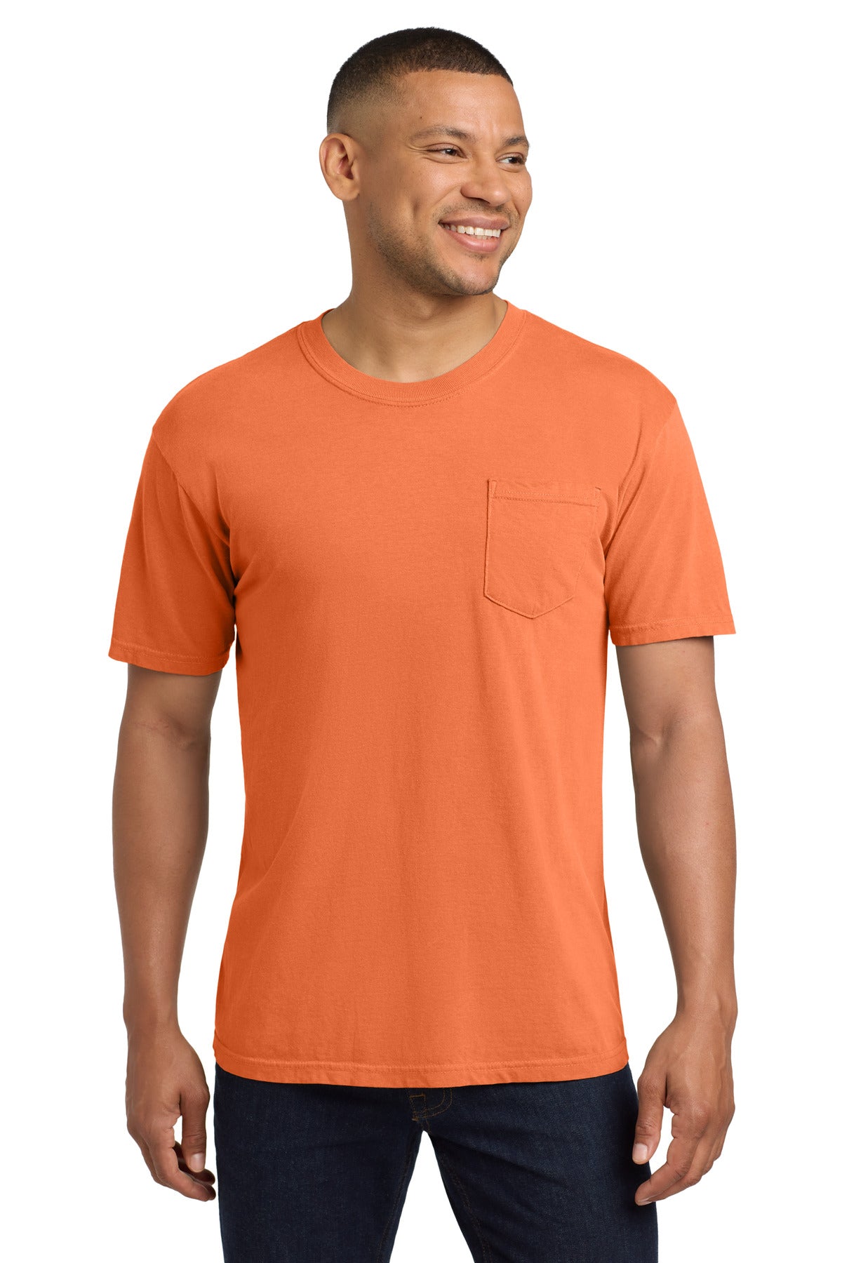 Custom Burnt Orange Pocket Tee 6030, personalized by SanCanDo Swag in Argyle, TX