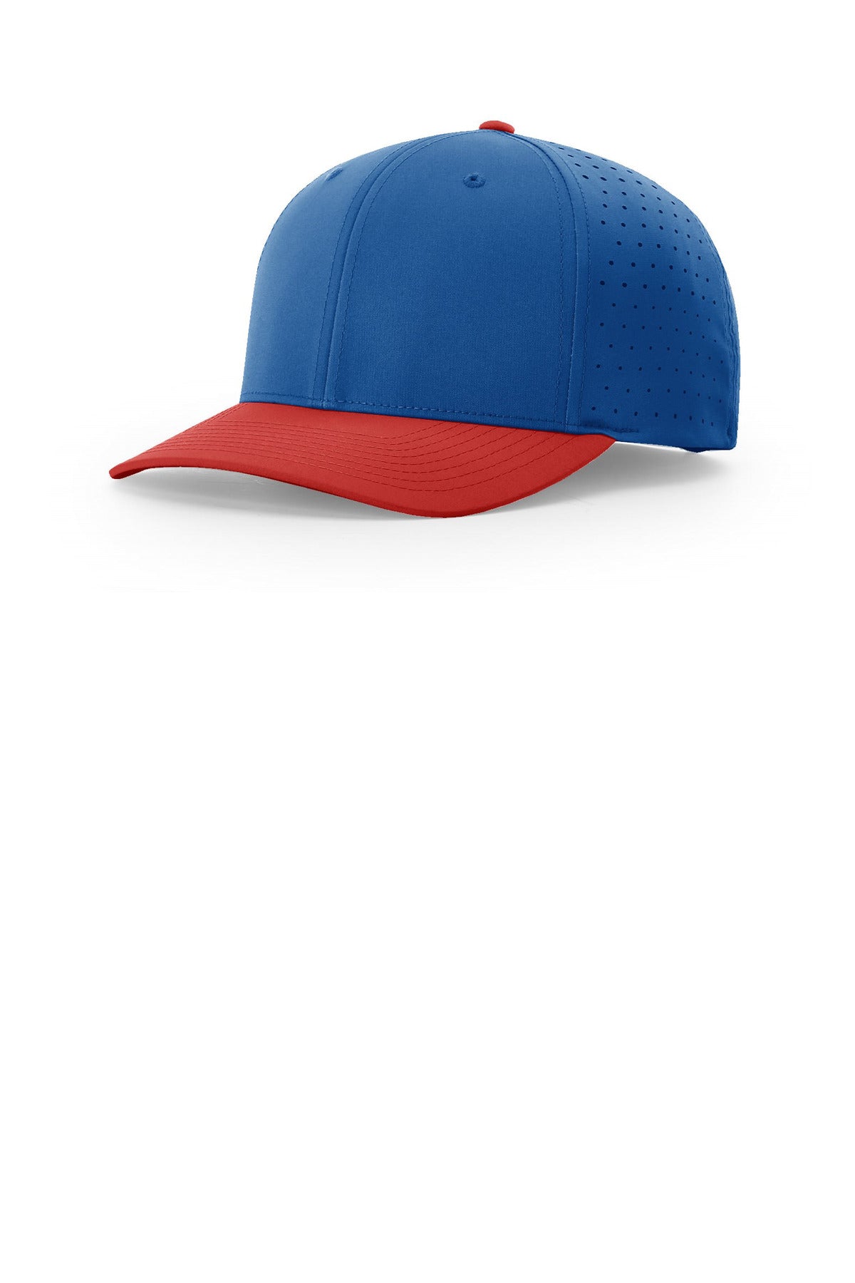 Custom Royal/ Royal/ Red Laser Perf R-Flex Snapback 632, personalized by SanCanDo Swag in Argyle, TX