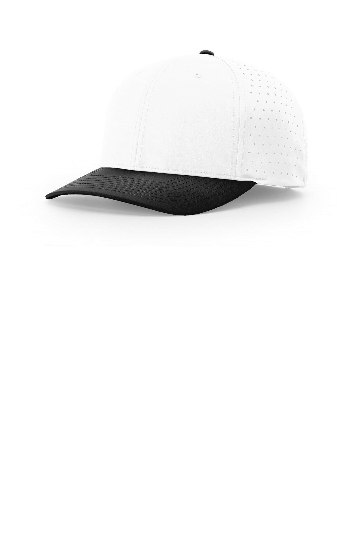 Custom White/ White/ Black Laser Perf R-Flex Snapback 632, personalized by SanCanDo Swag in Argyle, TX