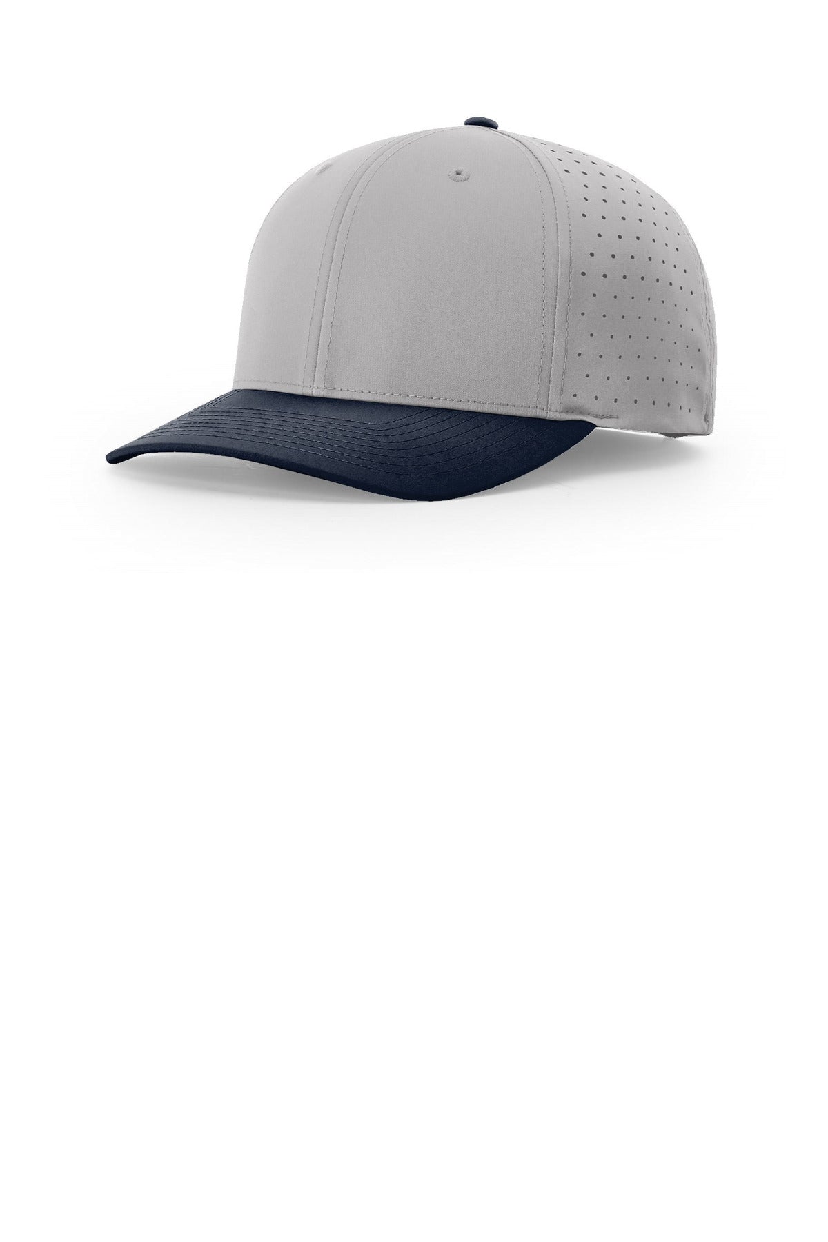 Custom Grey/ Grey/ Navy Laser Perf R-Flex Snapback 632, personalized by SanCanDo Swag in Argyle, TX