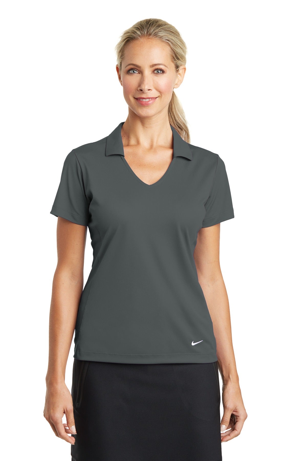 Custom Anthracite Women's Dri-FIT Vertical Mesh Polo 637165, personalized by SanCanDo Swag in Argyle, TX
