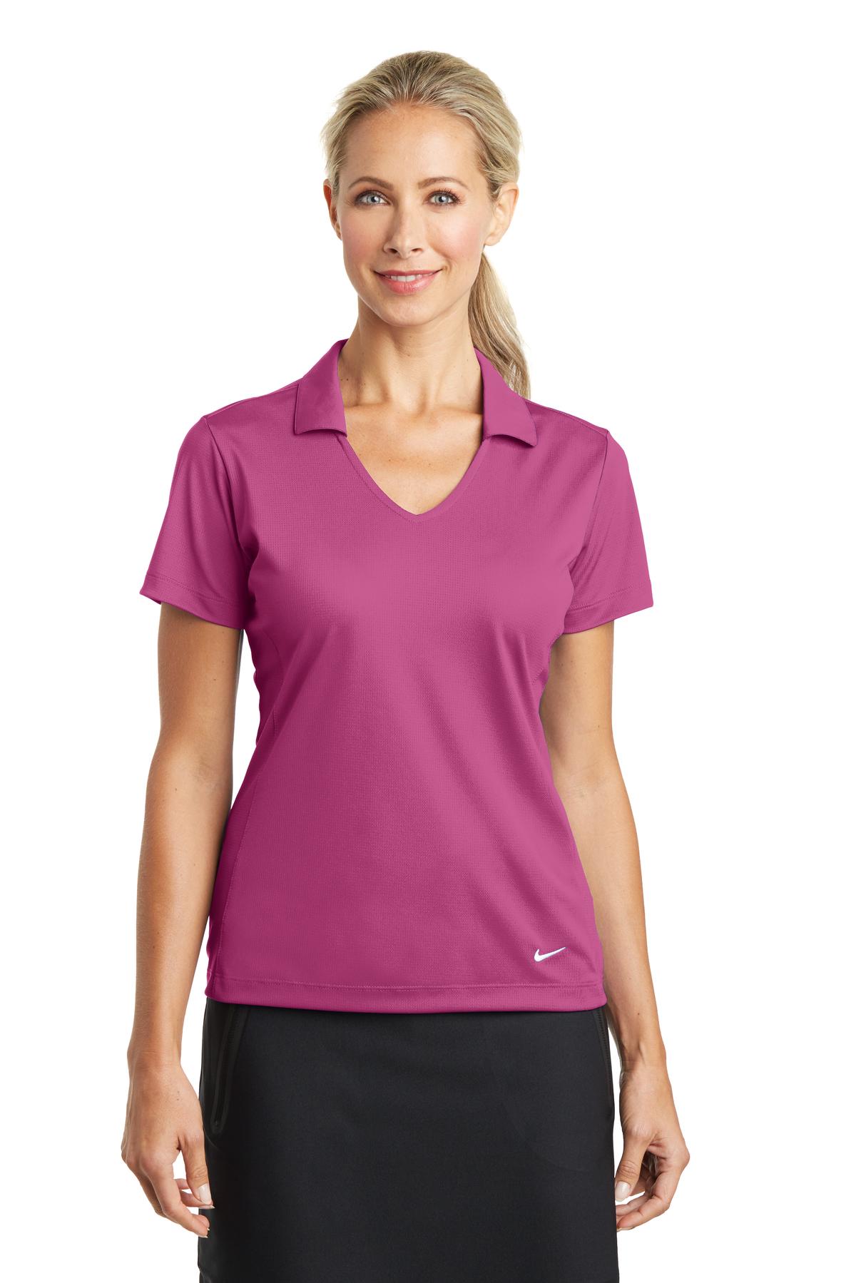Custom Pink Fire Women's Dri-FIT Vertical Mesh Polo 637165, personalized by SanCanDo Swag in Argyle, TX
