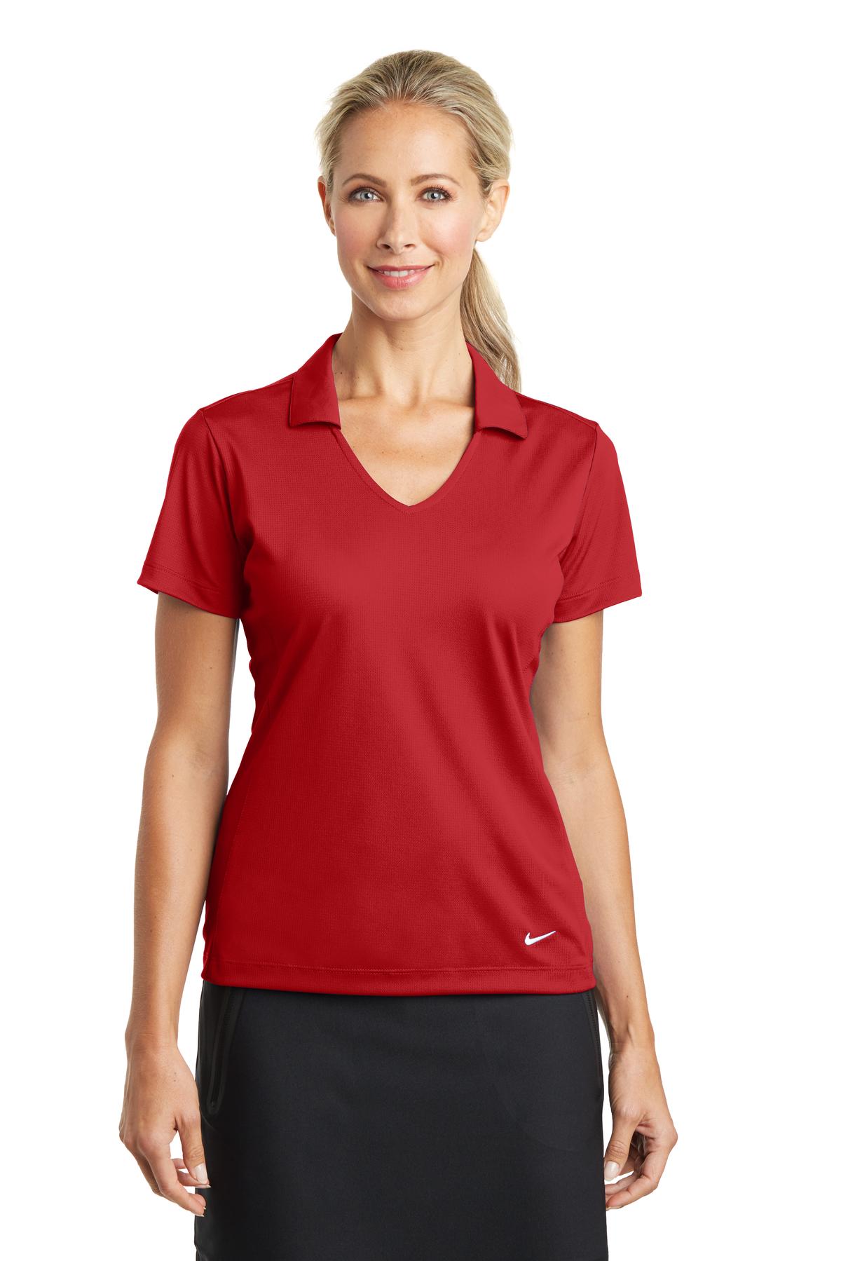Custom University Red Women's Dri-FIT Vertical Mesh Polo 637165, personalized by SanCanDo Swag in Argyle, TX