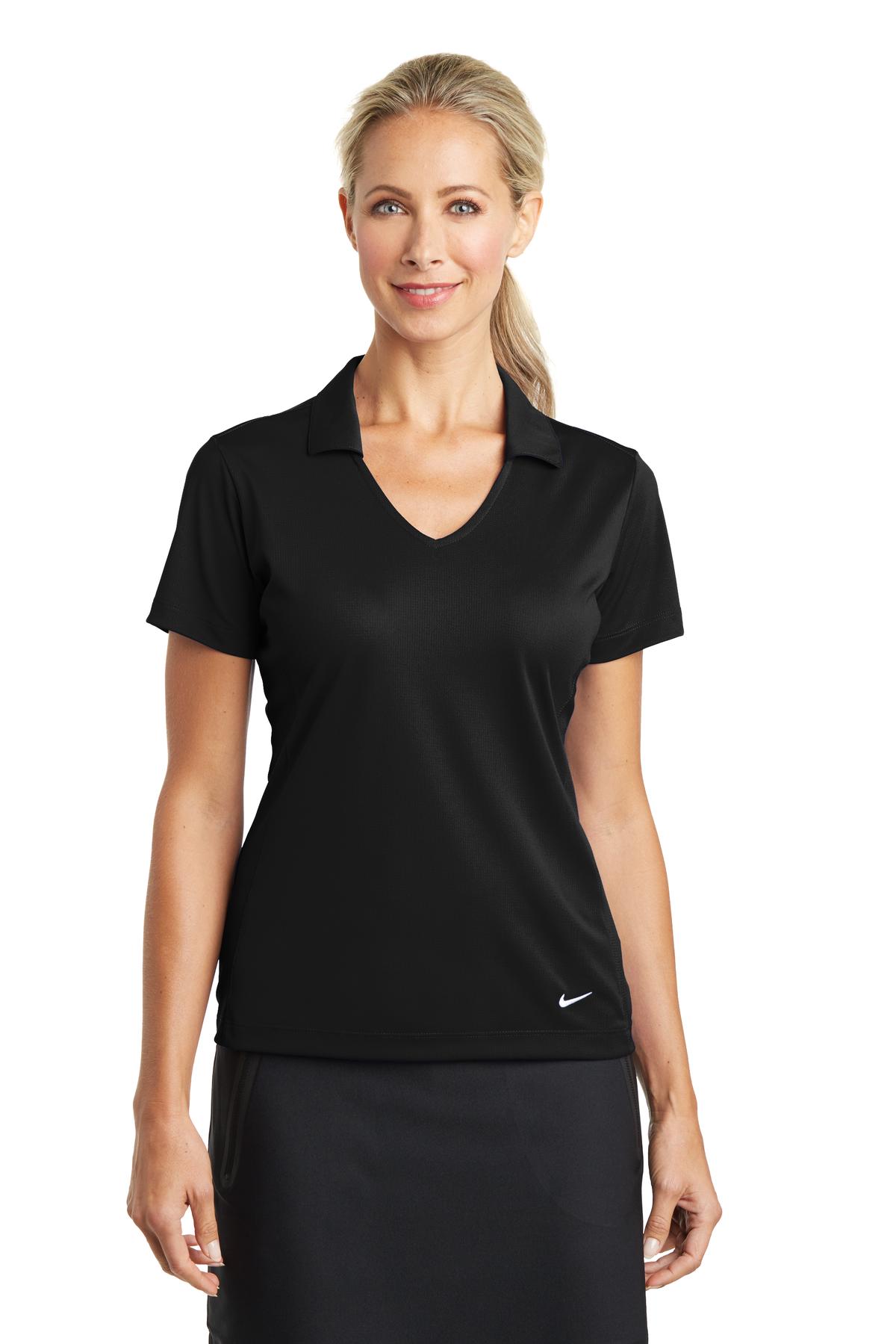 Custom Black Women's Dri-FIT Vertical Mesh Polo 637165, personalized by SanCanDo Swag in Argyle, TX