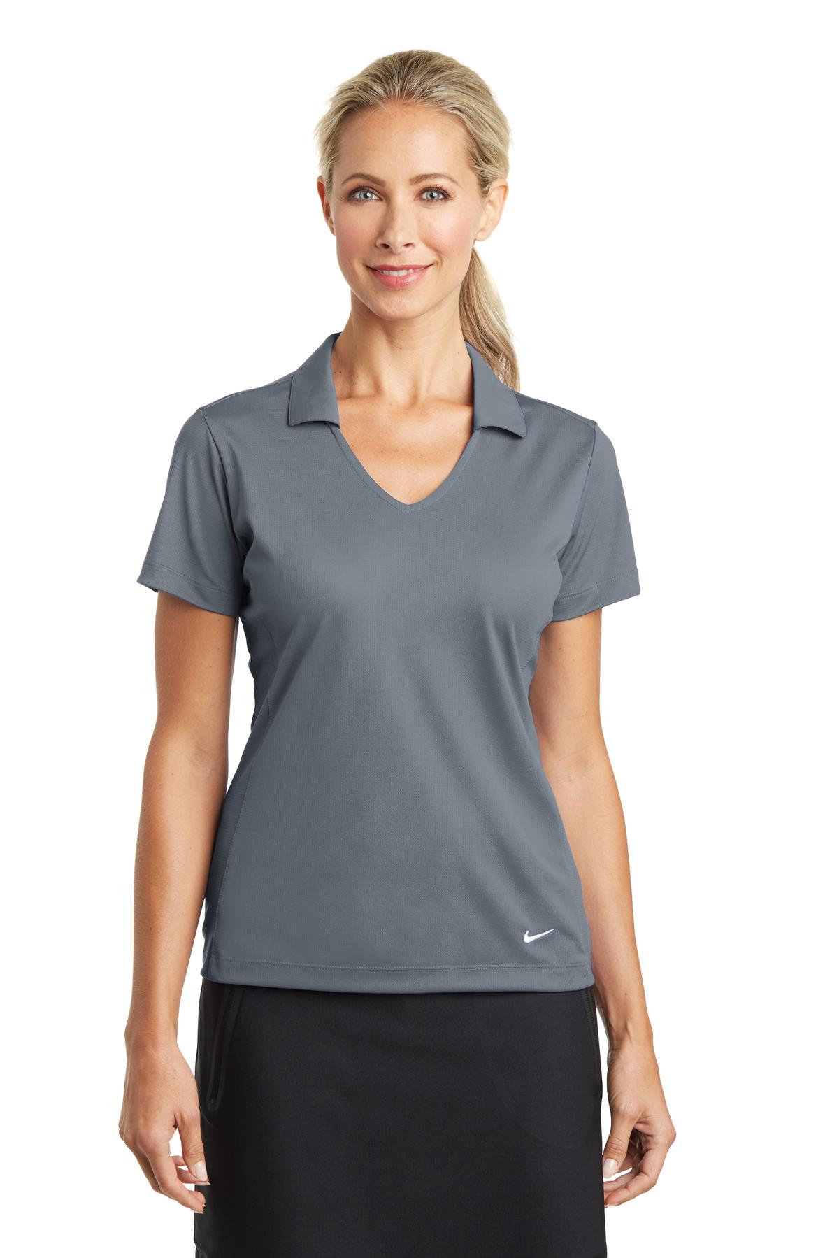 Custom Cool Grey Women's Dri-FIT Vertical Mesh Polo 637165, personalized by SanCanDo Swag in Argyle, TX