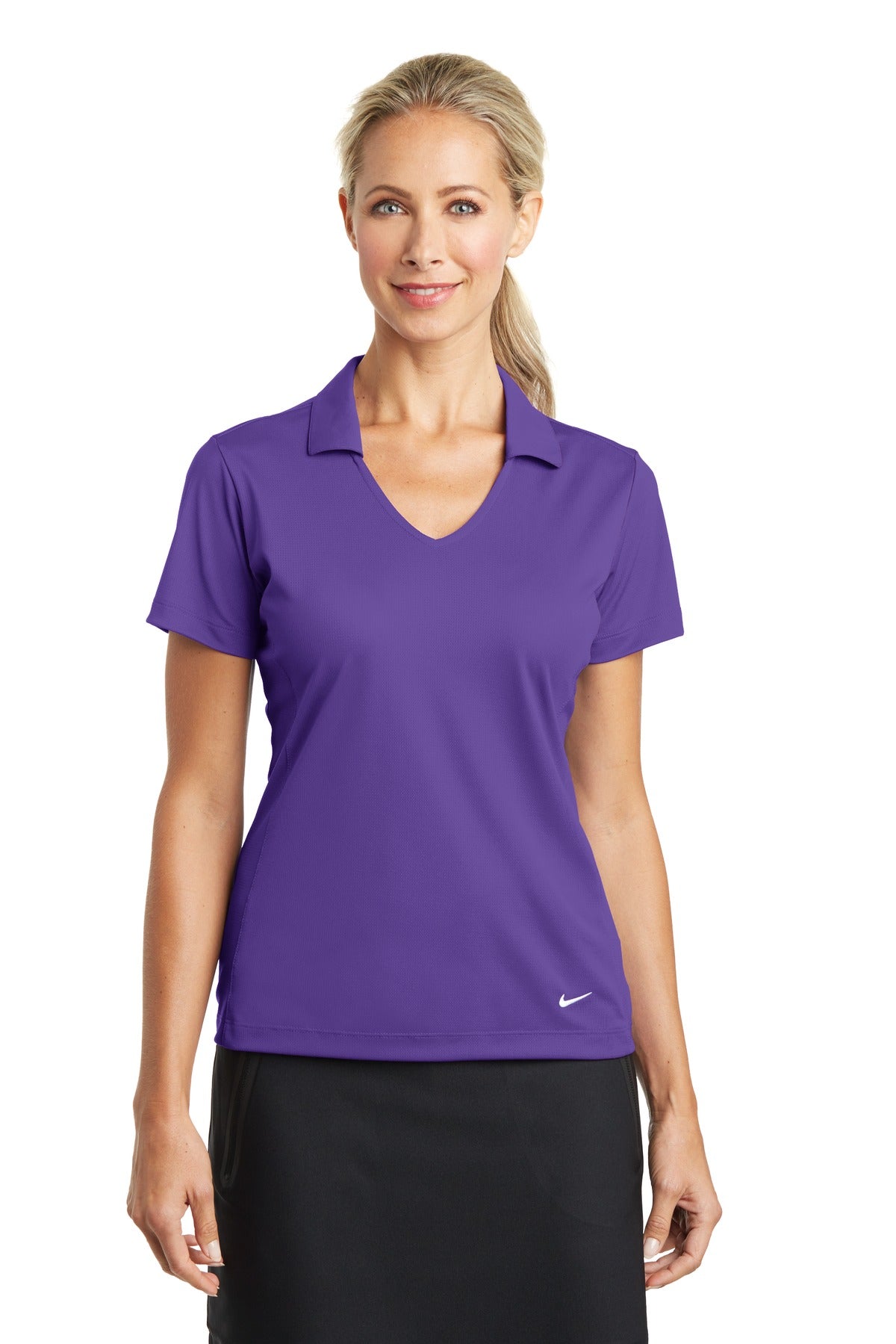 Custom Court Purple Women's Dri-FIT Vertical Mesh Polo 637165, personalized by SanCanDo Swag in Argyle, TX