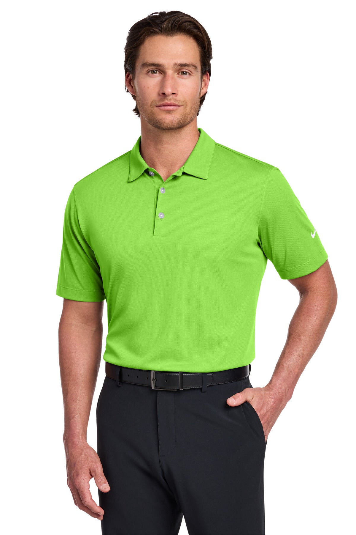 Custom Action Green Dri-FIT Vertical Mesh Polo 637167, personalized by SanCanDo Swag in Argyle, TX