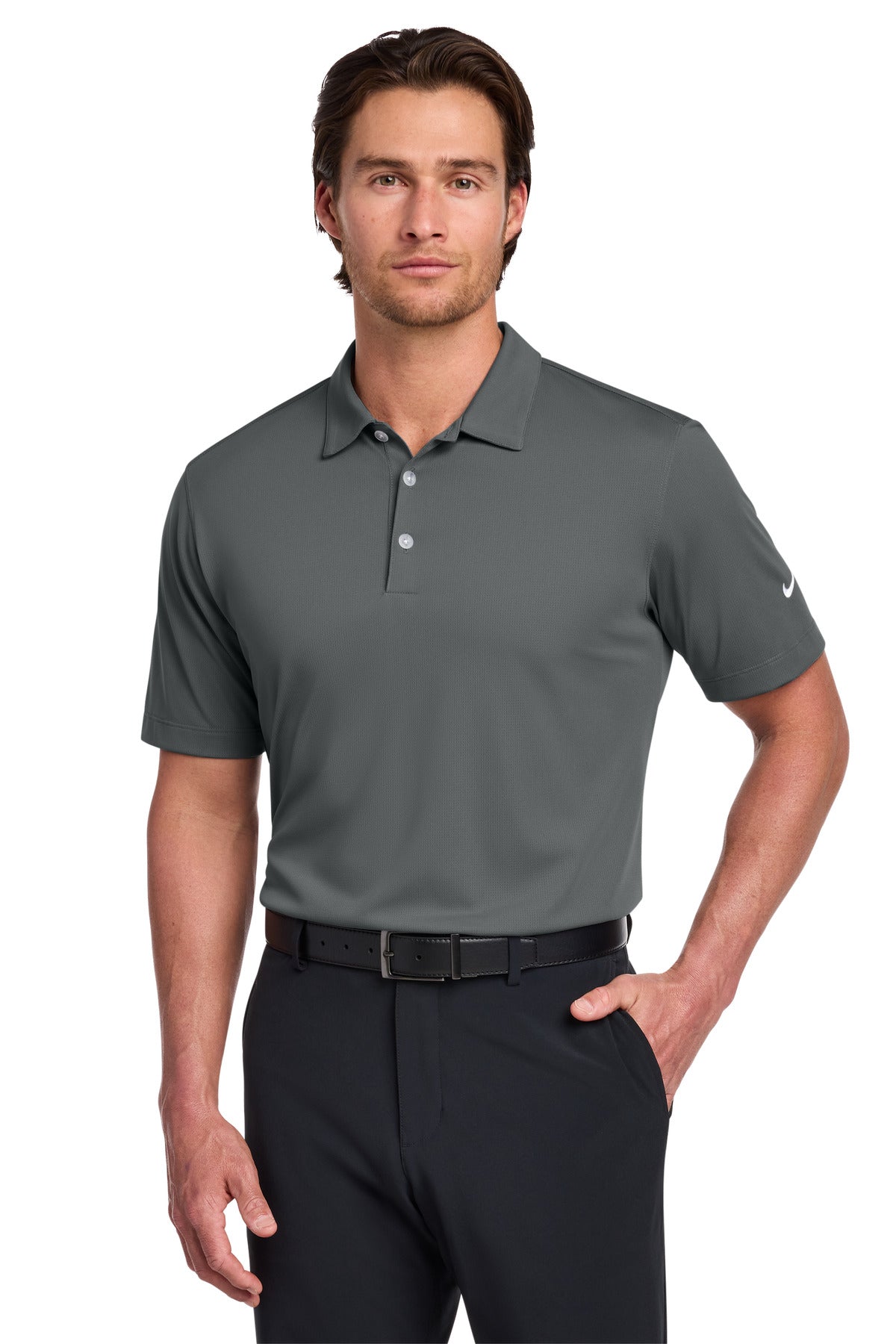 Custom Anthracite Dri-FIT Vertical Mesh Polo 637167, personalized by SanCanDo Swag in Argyle, TX