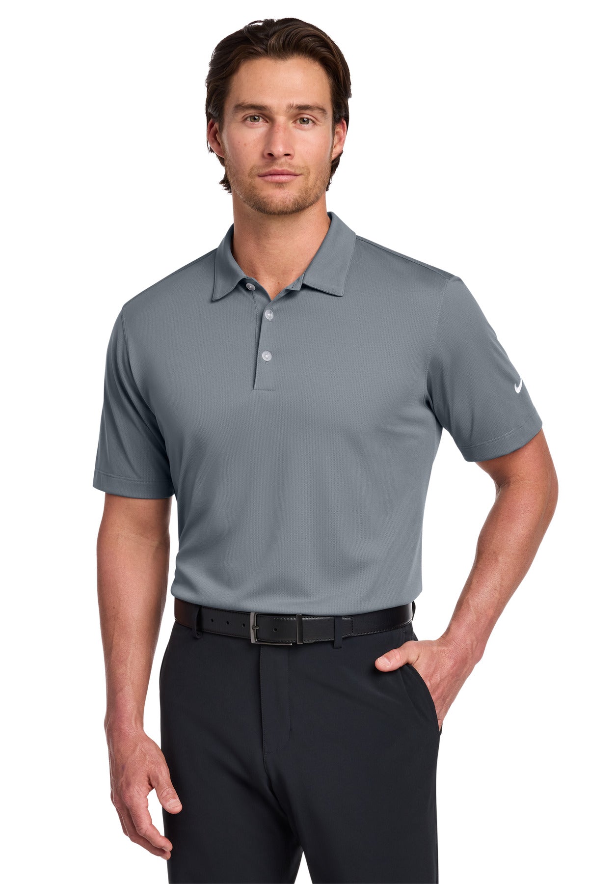 Custom Cool Grey Dri-FIT Vertical Mesh Polo 637167, personalized by SanCanDo Swag in Argyle, TX