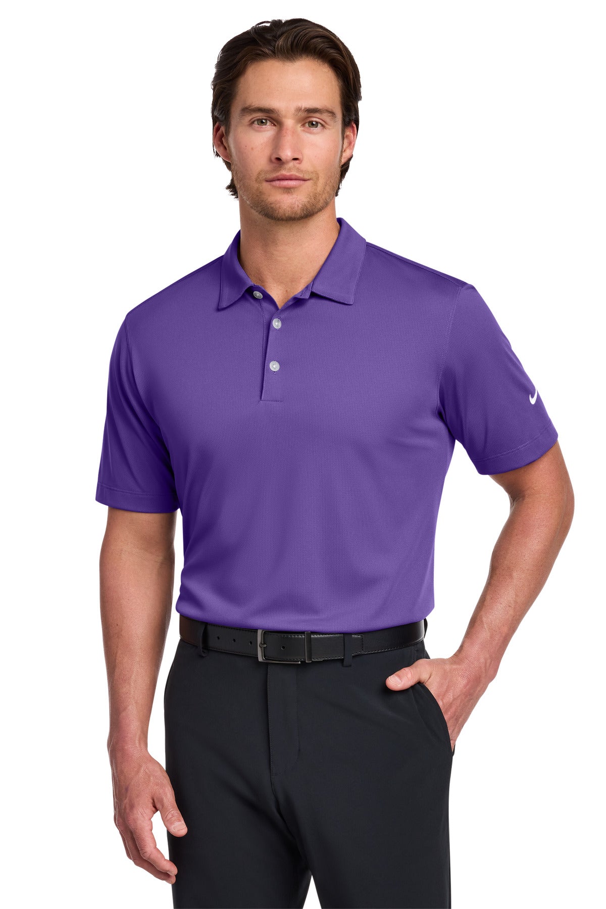 Custom Court Purple Dri-FIT Vertical Mesh Polo 637167, personalized by SanCanDo Swag in Argyle, TX