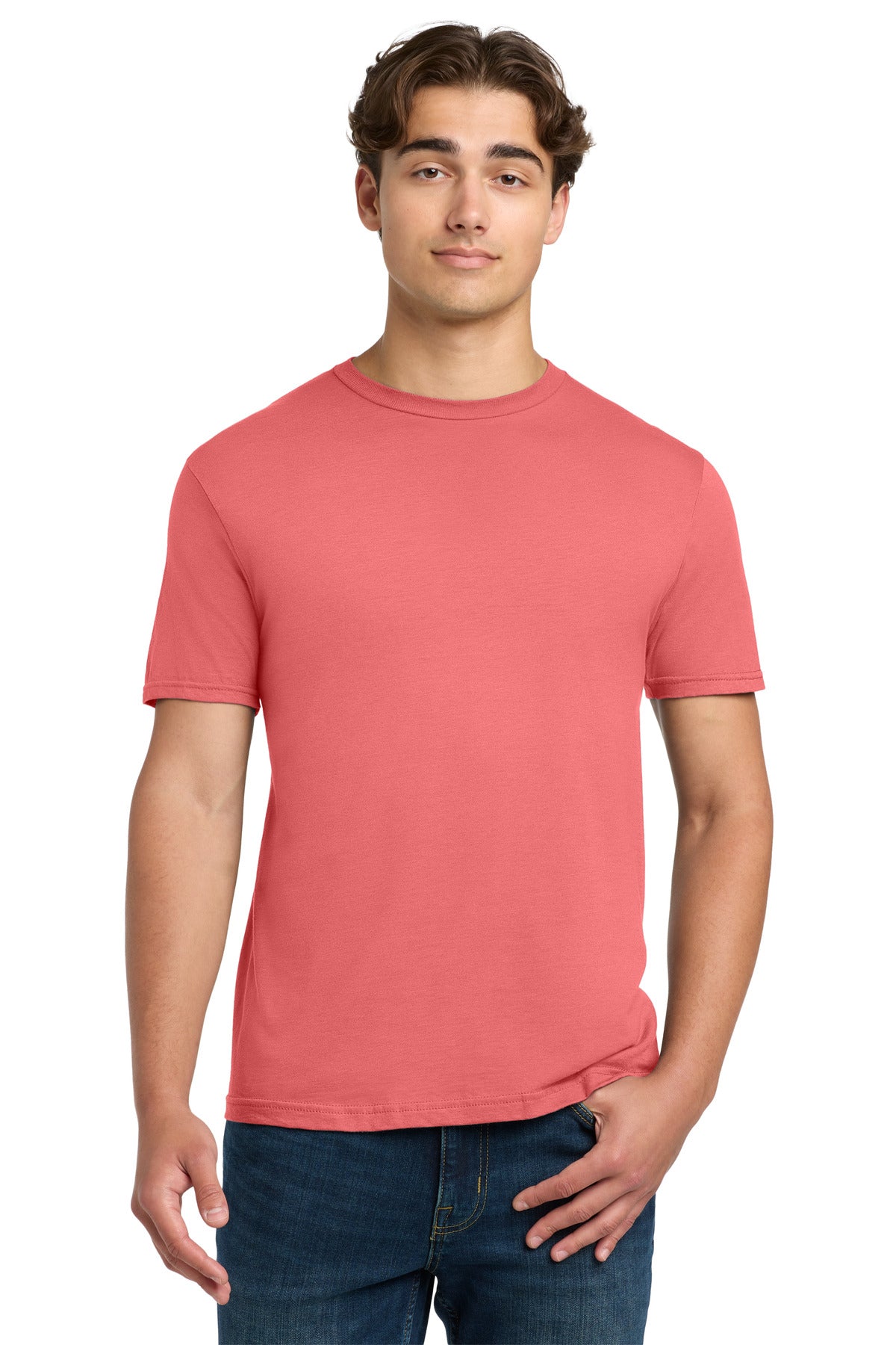 Custom Coral Silk Softstyle Tee 64000, personalized by SanCanDo Swag in Argyle, TX