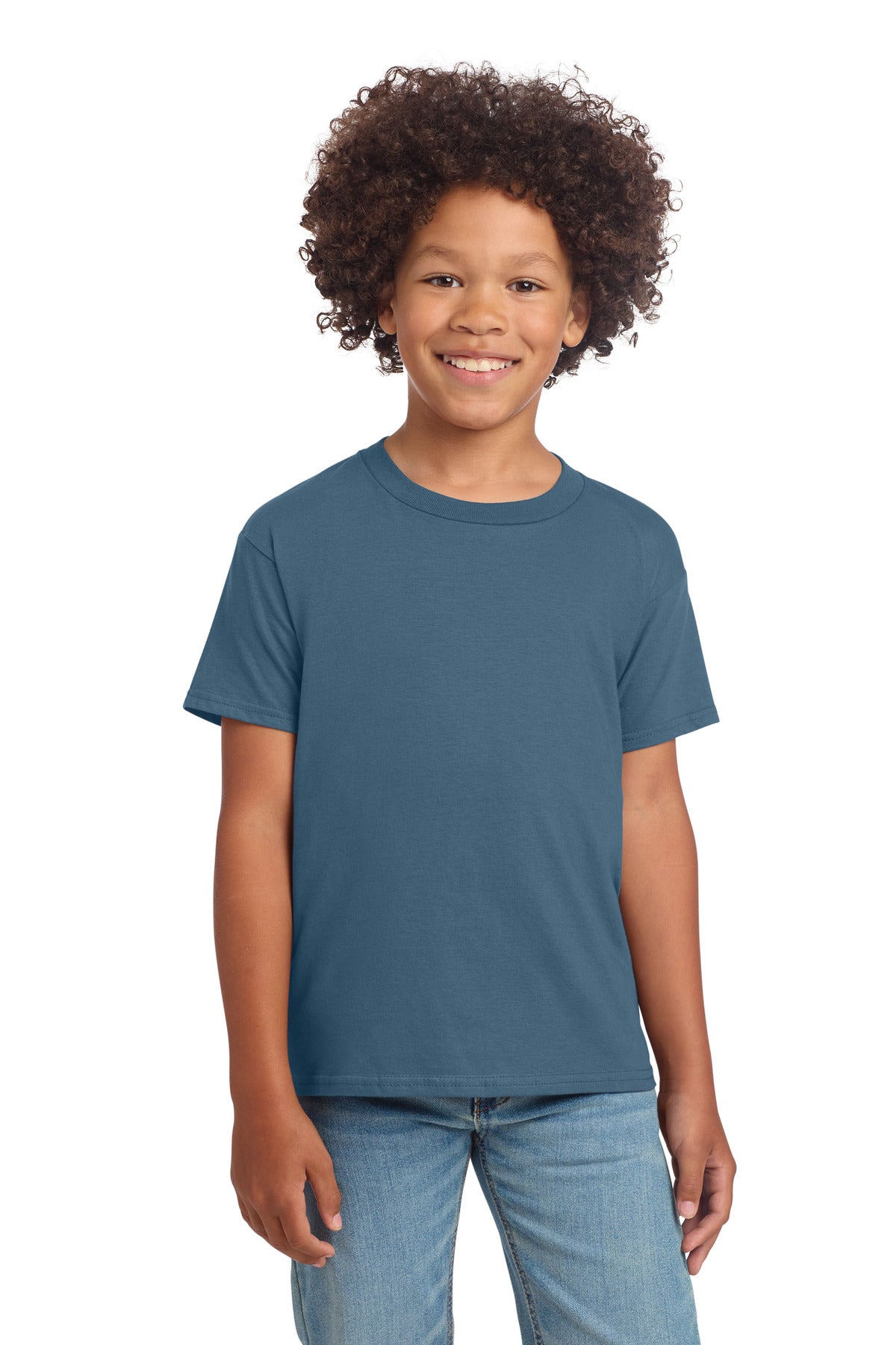 Custom Indigo Blue Youth Softstyle Tee 64000B, personalized by SanCanDo Swag in Argyle, TX
