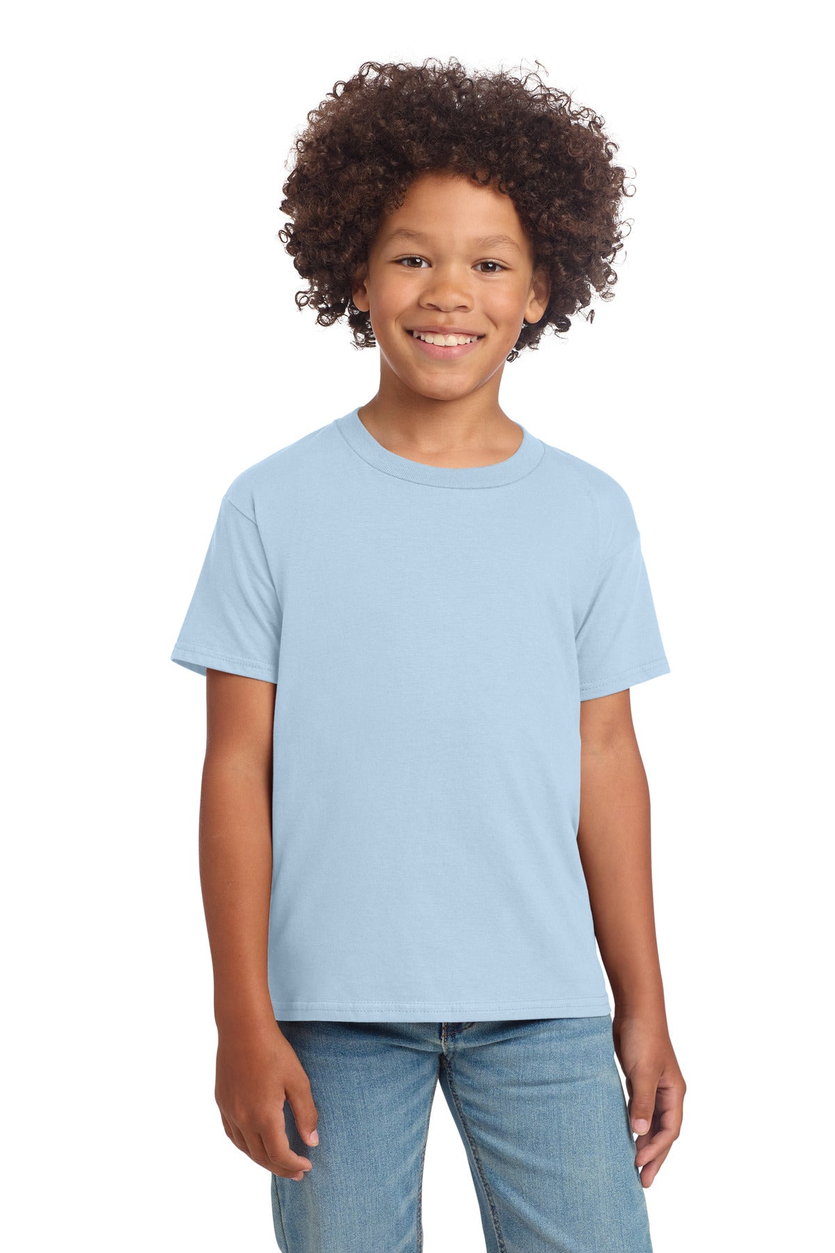 Custom Light Blue Youth Softstyle Tee 64000B, personalized by SanCanDo Swag in Argyle, TX
