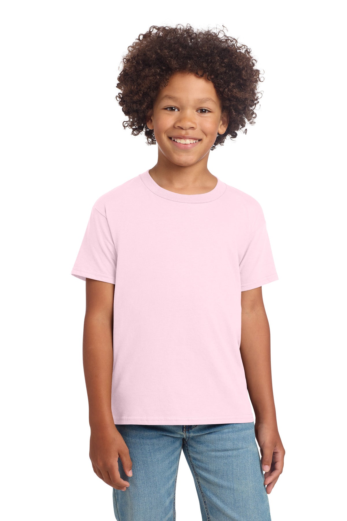 Custom Light Pink Youth Softstyle Tee 64000B, personalized by SanCanDo Swag in Argyle, TX
