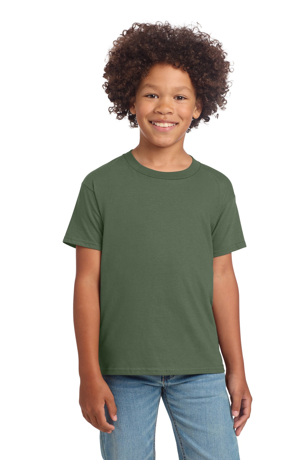 Custom Military Green Youth Softstyle Tee 64000B, personalized by SanCanDo Swag in Argyle, TX