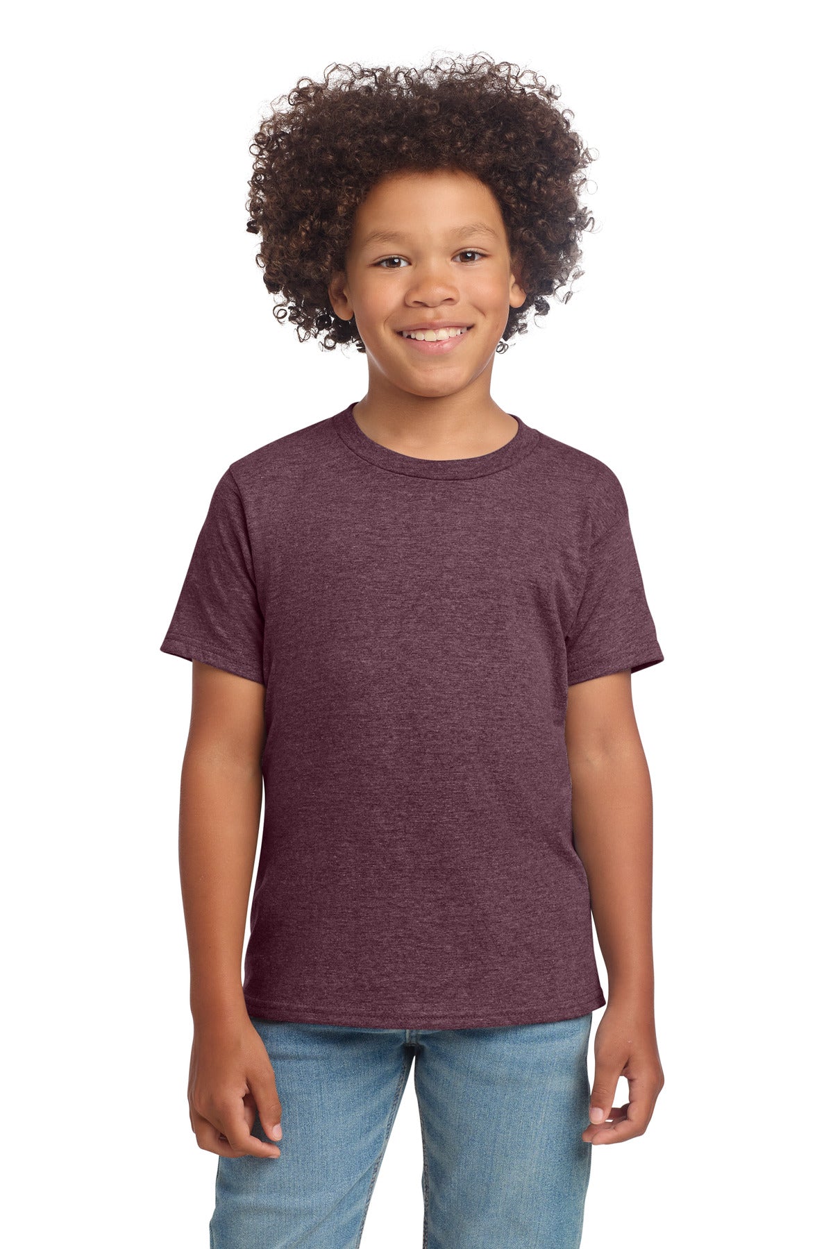 Custom Heather Maroon Youth Softstyle Tee 64000B, personalized by SanCanDo Swag in Argyle, TX